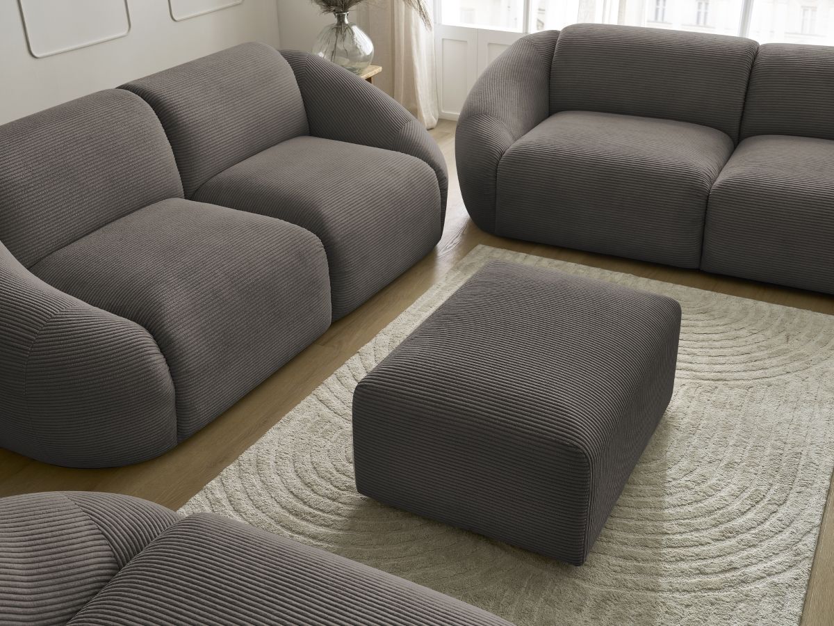 Bobochic Tina Sofa 7-Sitzer mit Pouf Cordsamt Taupe