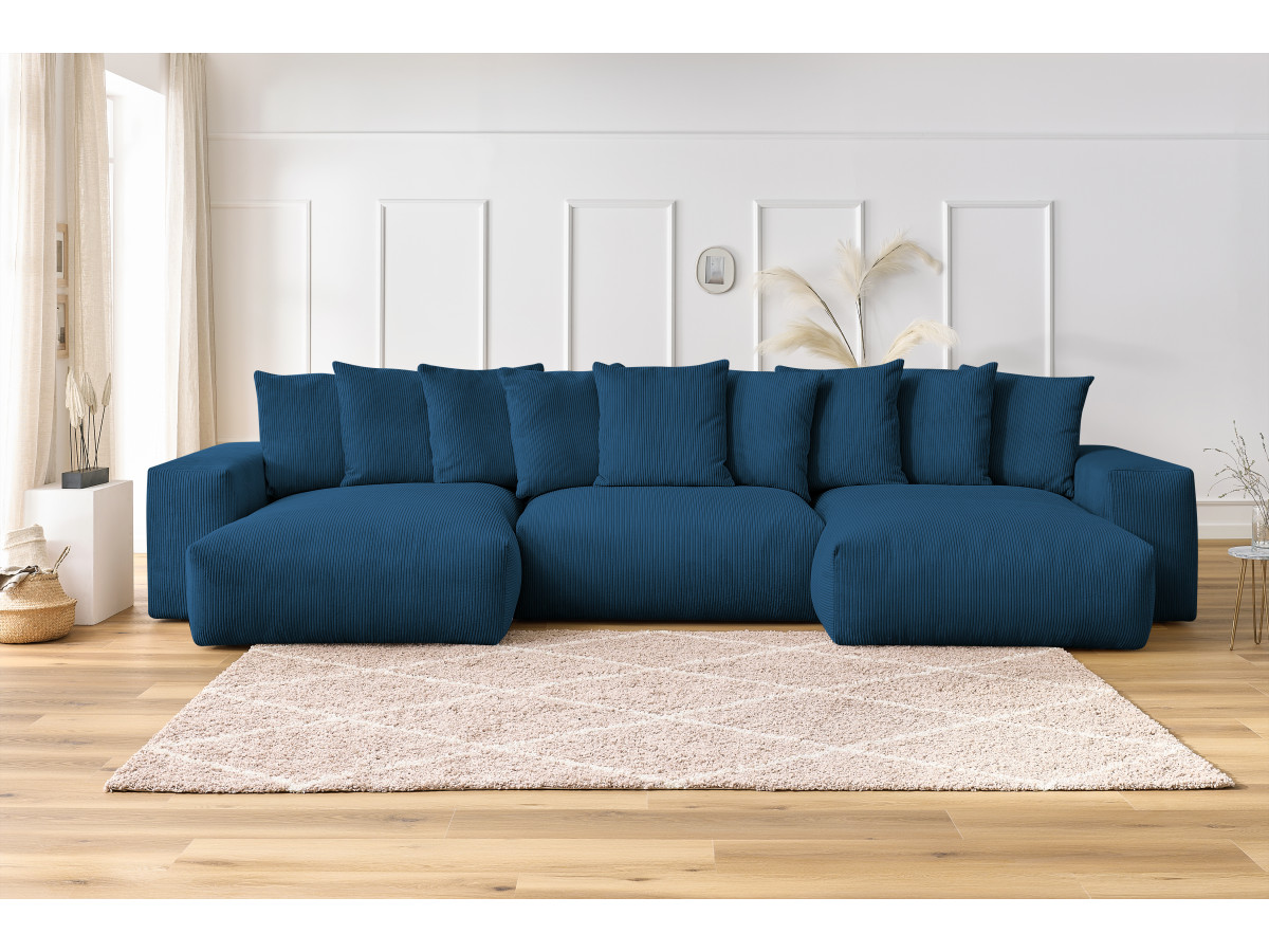 Bobochic Voltaire Wohnlandschaft 420 × 174 cm Cordsamt Dunkelblau