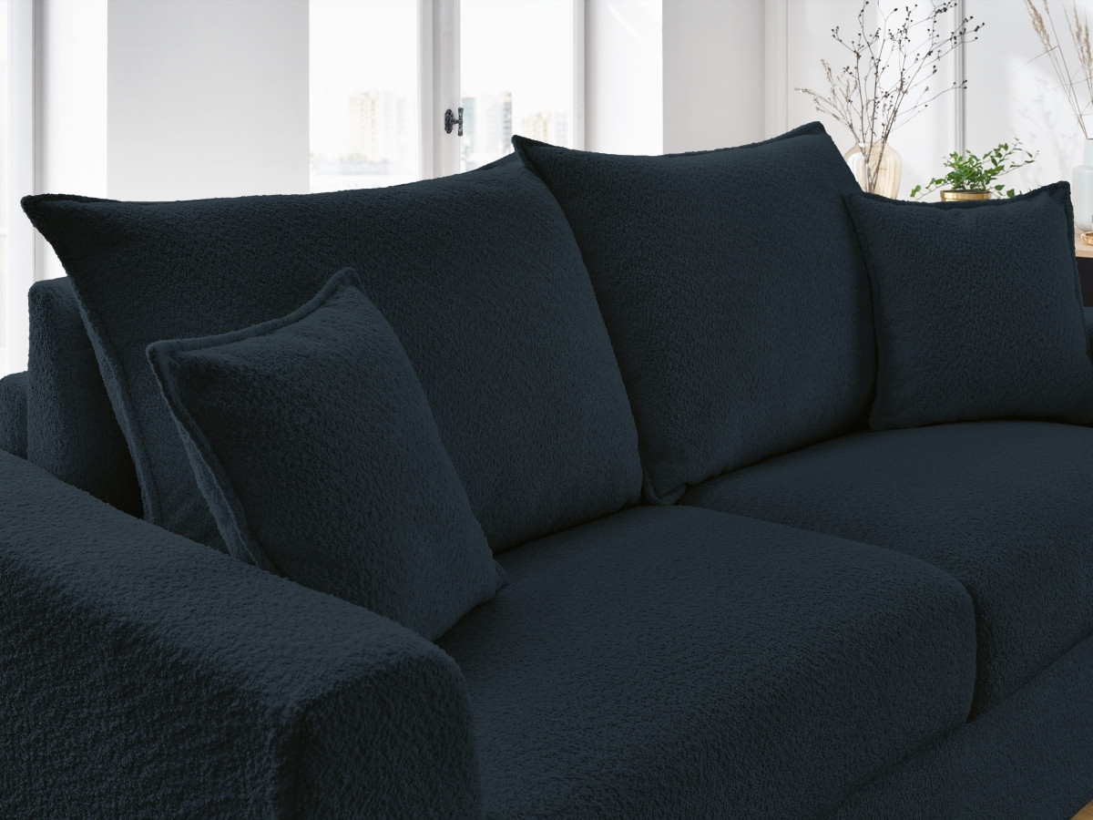 Bobochic Augustin Schlafsofa 3-Sitzer Bouclé-Stoff Dunkelblau, Liegefläche 160 × 200 cm