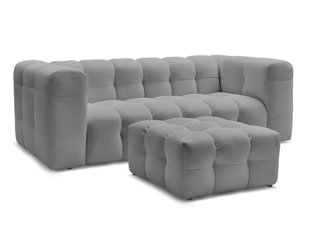 Bobochic Cloud Sofa 4-Sitzer mit Pouf Mesh-Stoff Hellgrau