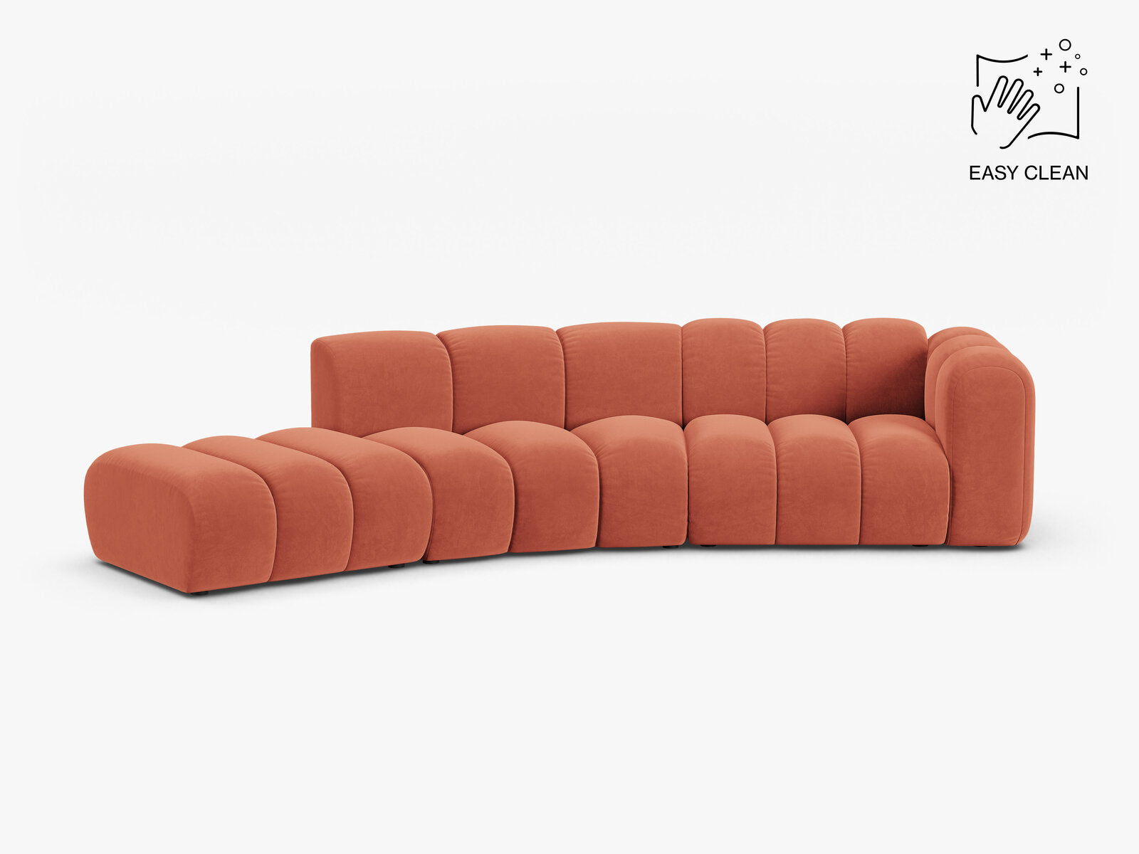 Micadoni Modulares Sofa Lupine 5-Sitzer Samt Venus Koralle Links