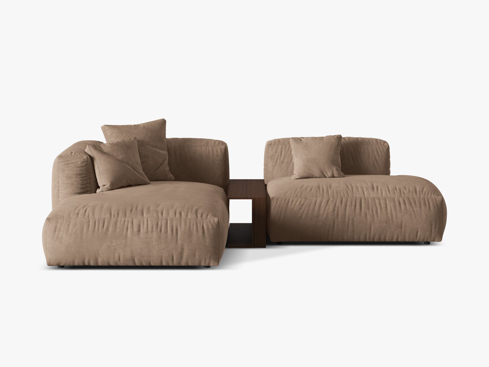 Micadoni Ecksofa Martina 2-Sitzer mit Couchtisch Links Samt Dunkelbeige