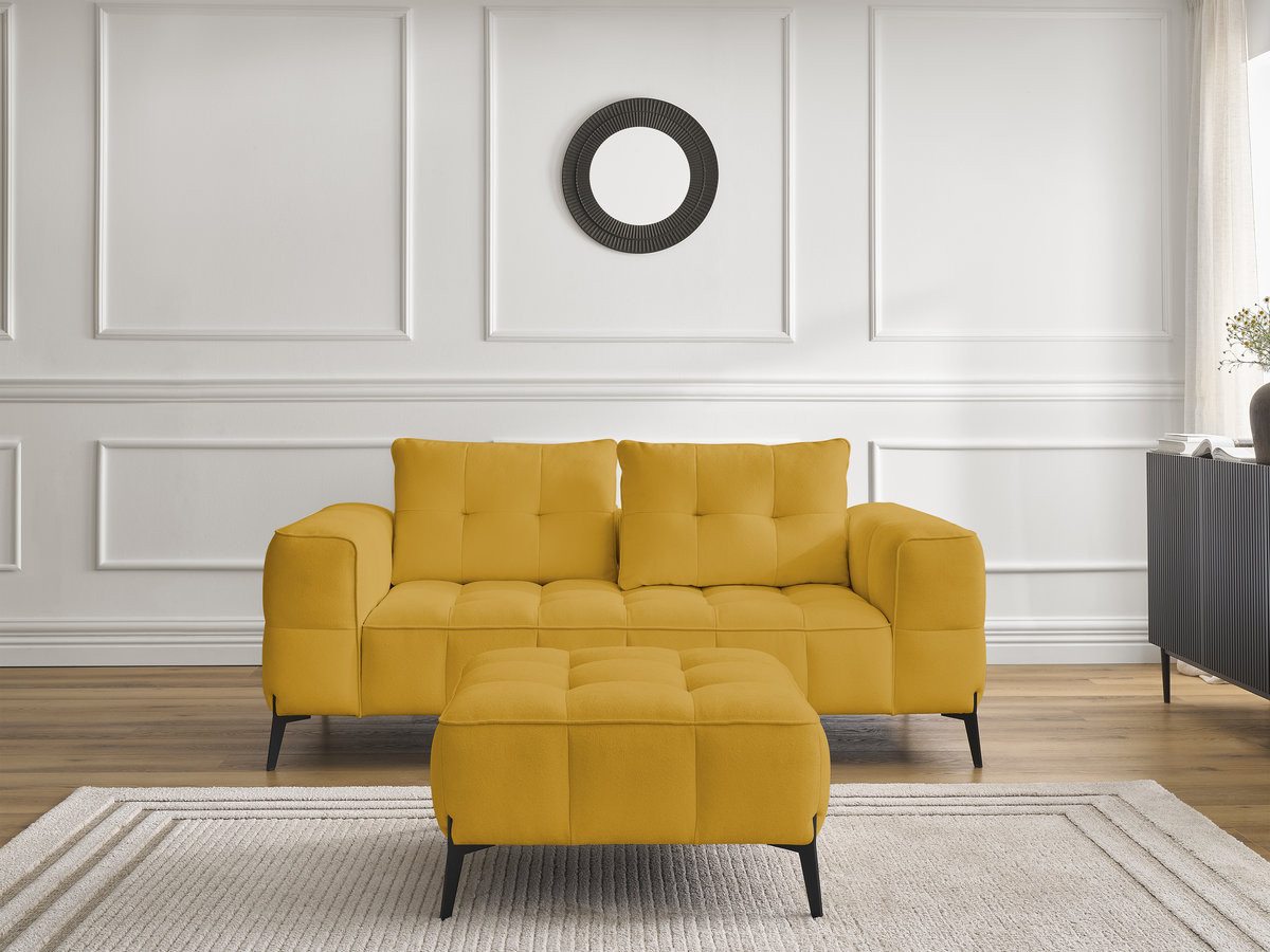 Bobochic Anis Sofa 2-Sitzer mit Pouf Strukturstoff Gelb