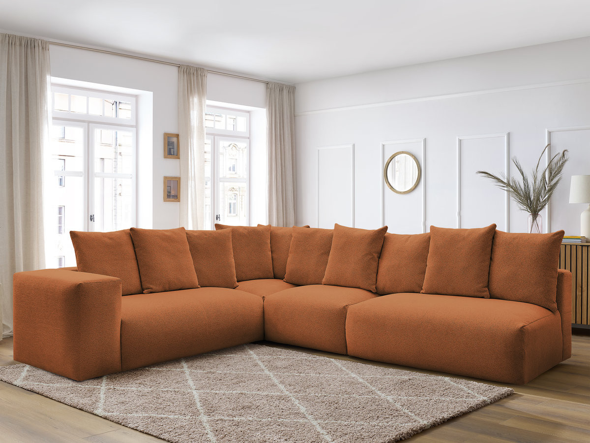 Bobochic Voltaire Ecksofa 322 × 268 cm Melange-Stoff Orange Ecke links