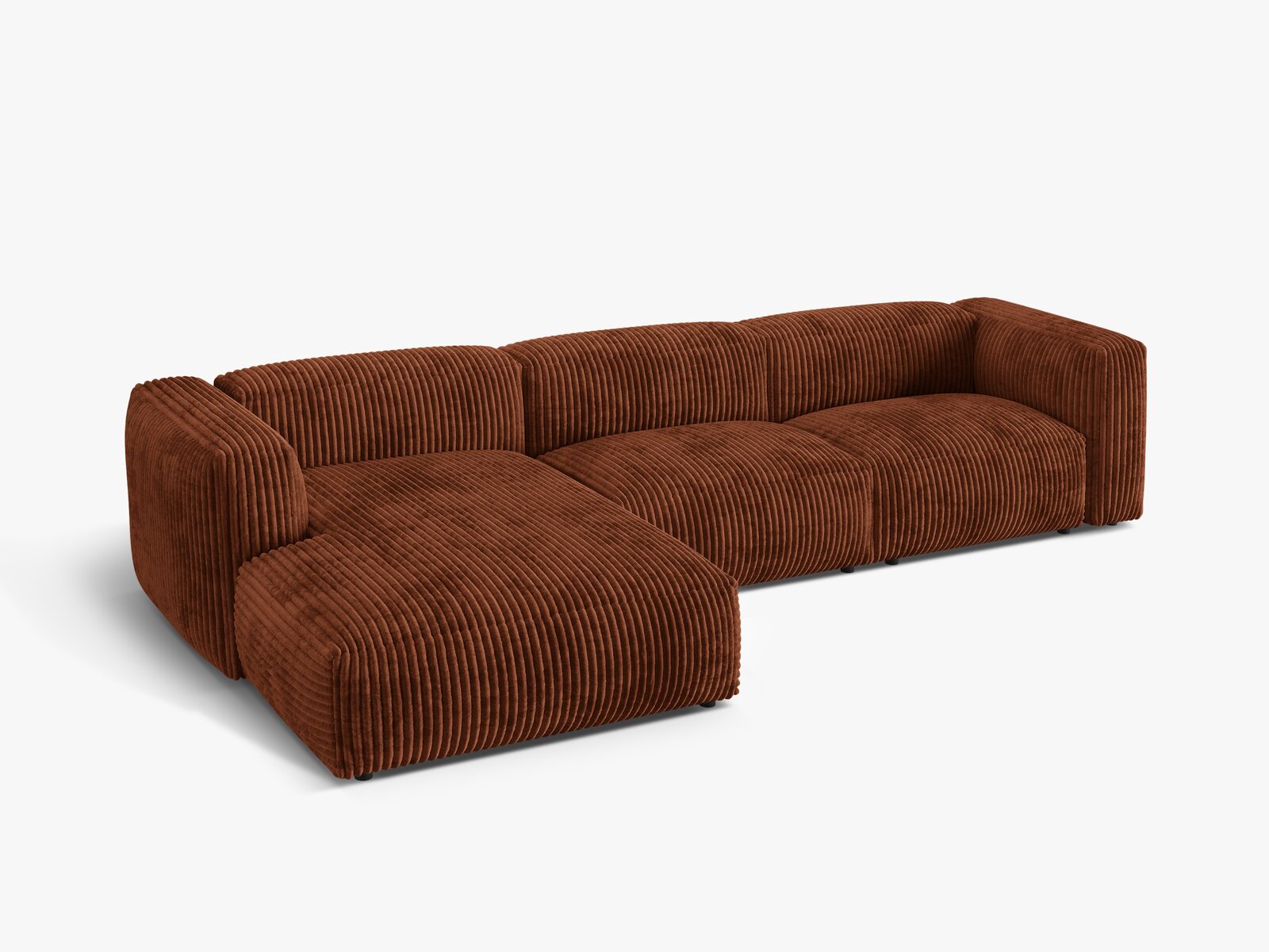 Micadoni Ecksofa Martina 3-Sitzer Links Kord Tilia Ziegel