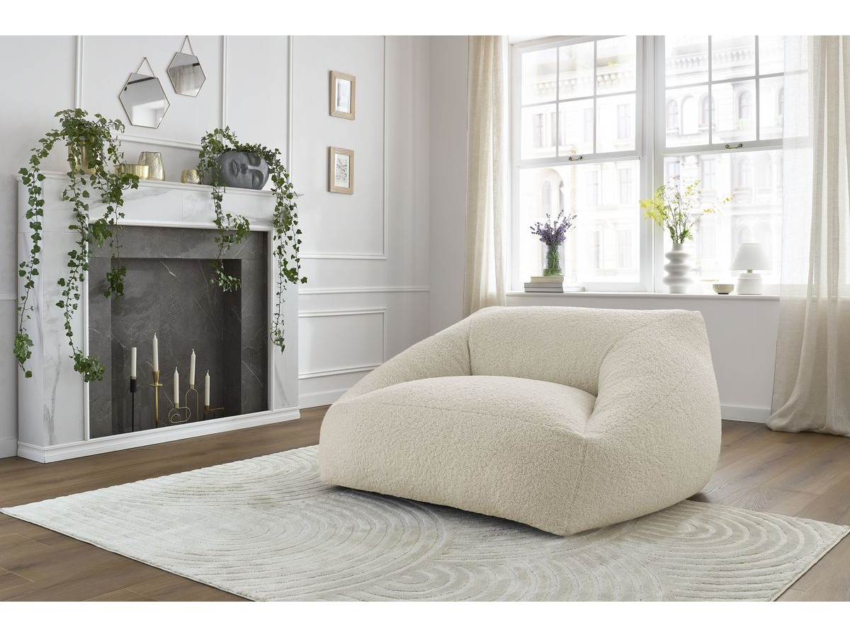Bobochic Lilibet Pouf Bouclé-Stoff Beige