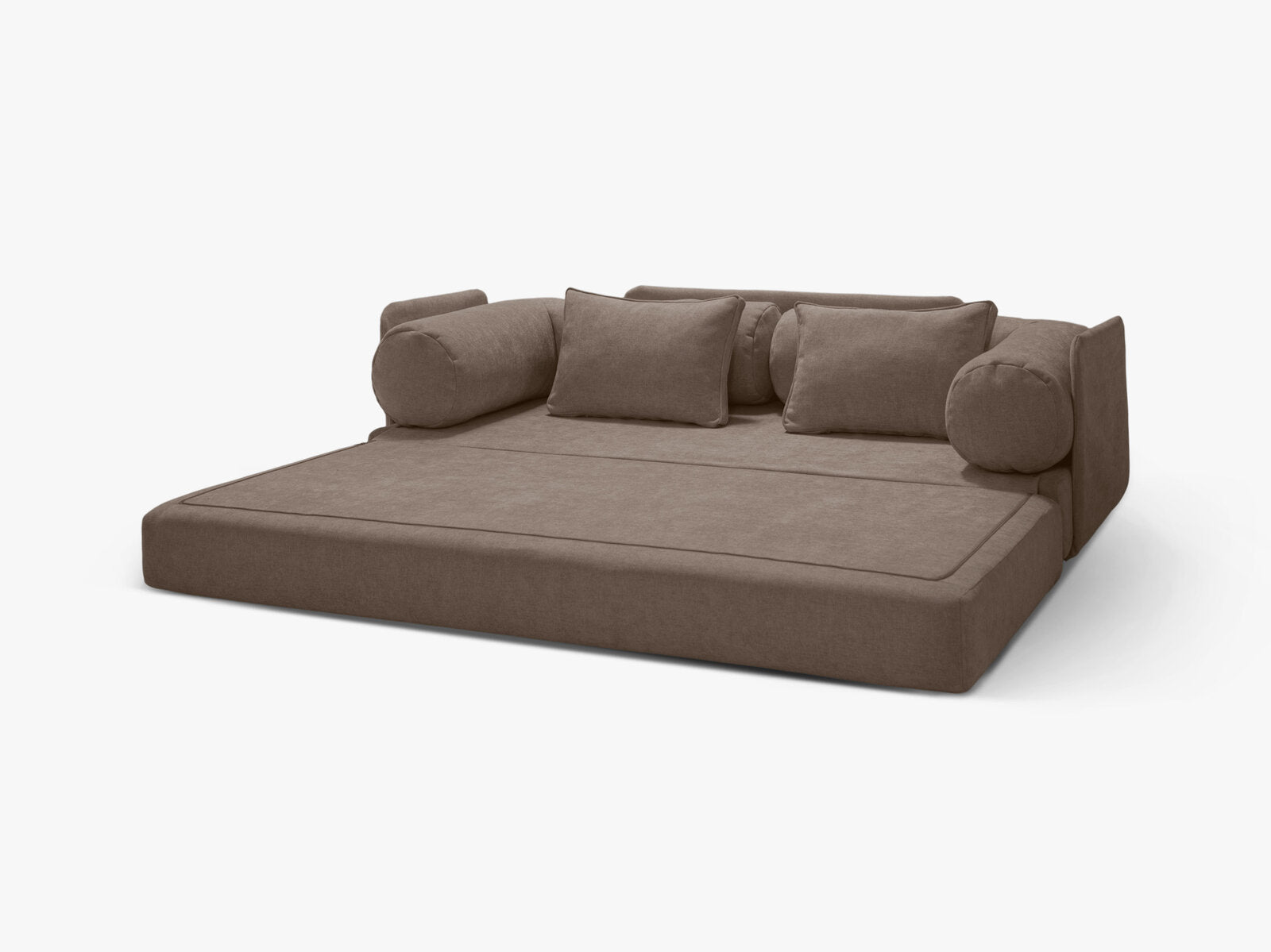 Micadoni Sofa Dreamy 3-Sitzer mit Schlaffunktion Strukturierter Stoff Liberty Cappuccino