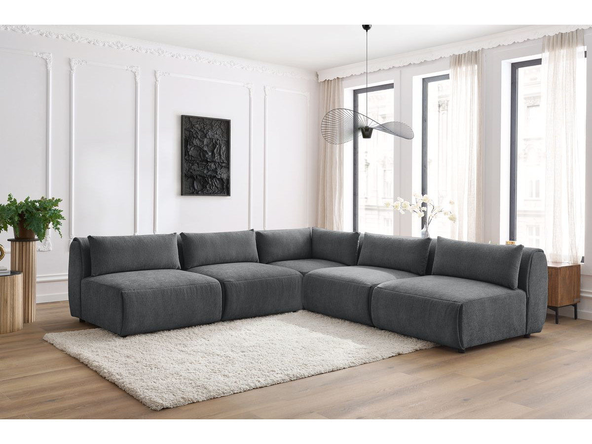 Bobochic Jeanne Ecksofa 299 × 299 cm Strukturstoff Dunkelgrau