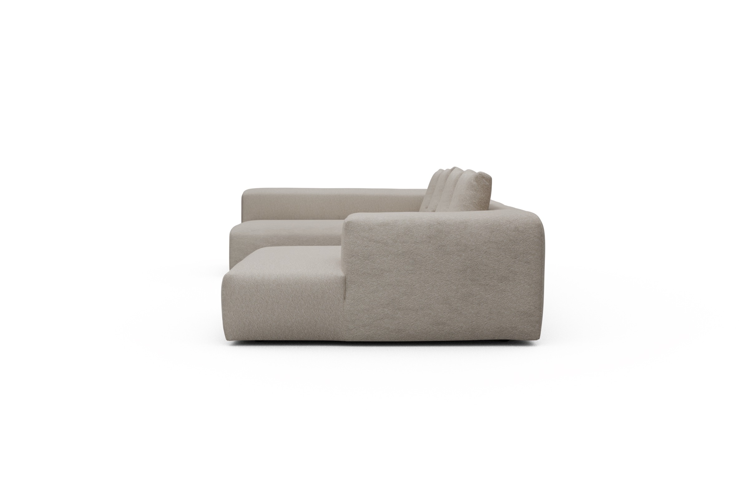 Wohnlandschaft Fred Chaiselongue rechts mit 2-Sitzer und lange Armlehne links Aivi-Lace-Beige
