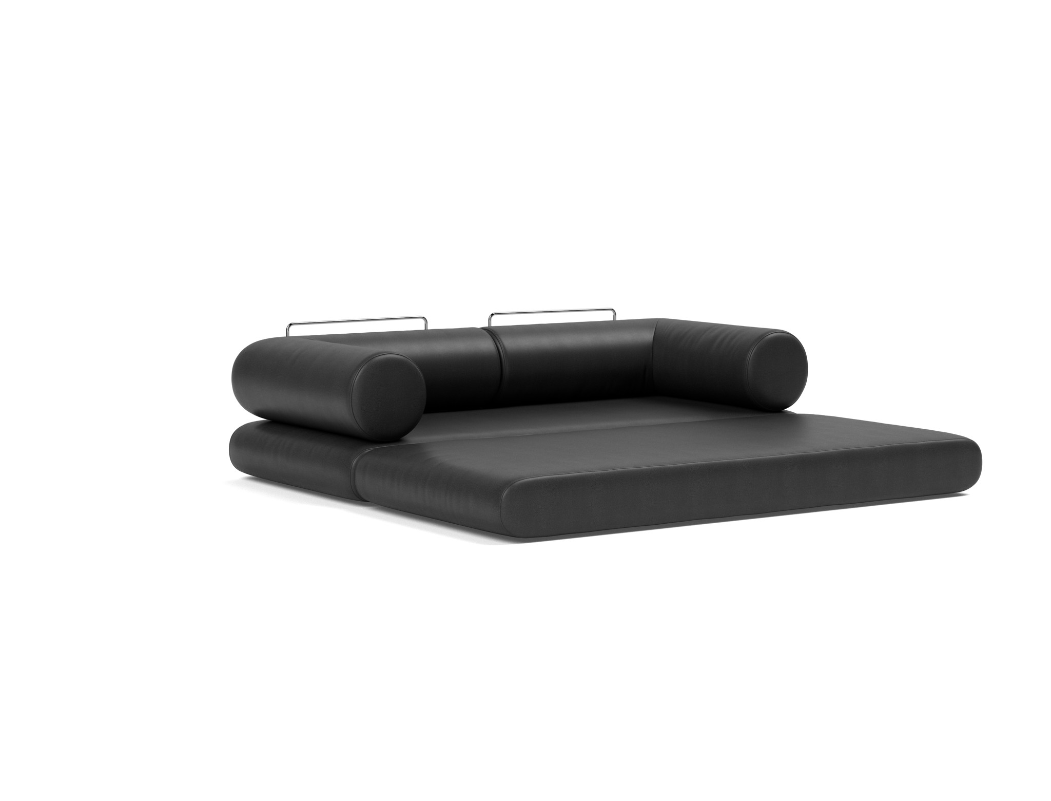 Tagesbett Circlus mit L-förmigen Armlehnen Lederoptik Faunal 550-Black