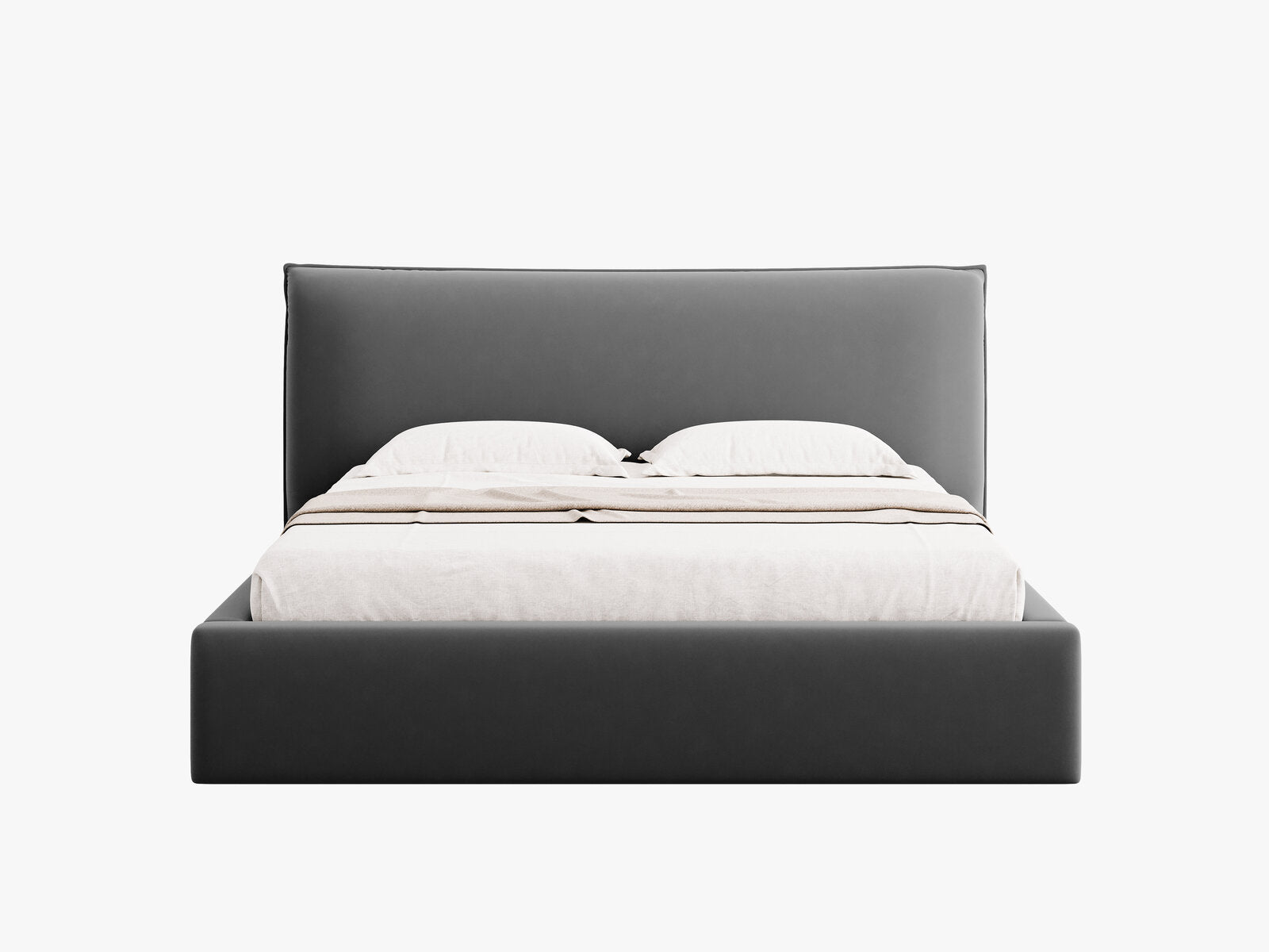 Micadoni Bett Kaelle Samt Bluvel Grau 140x200