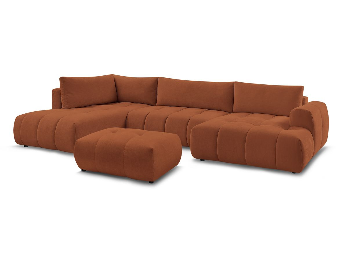 Bobochic Fuji Wohnlandschaft mit Pouf Stoff Orange Ecke rechts