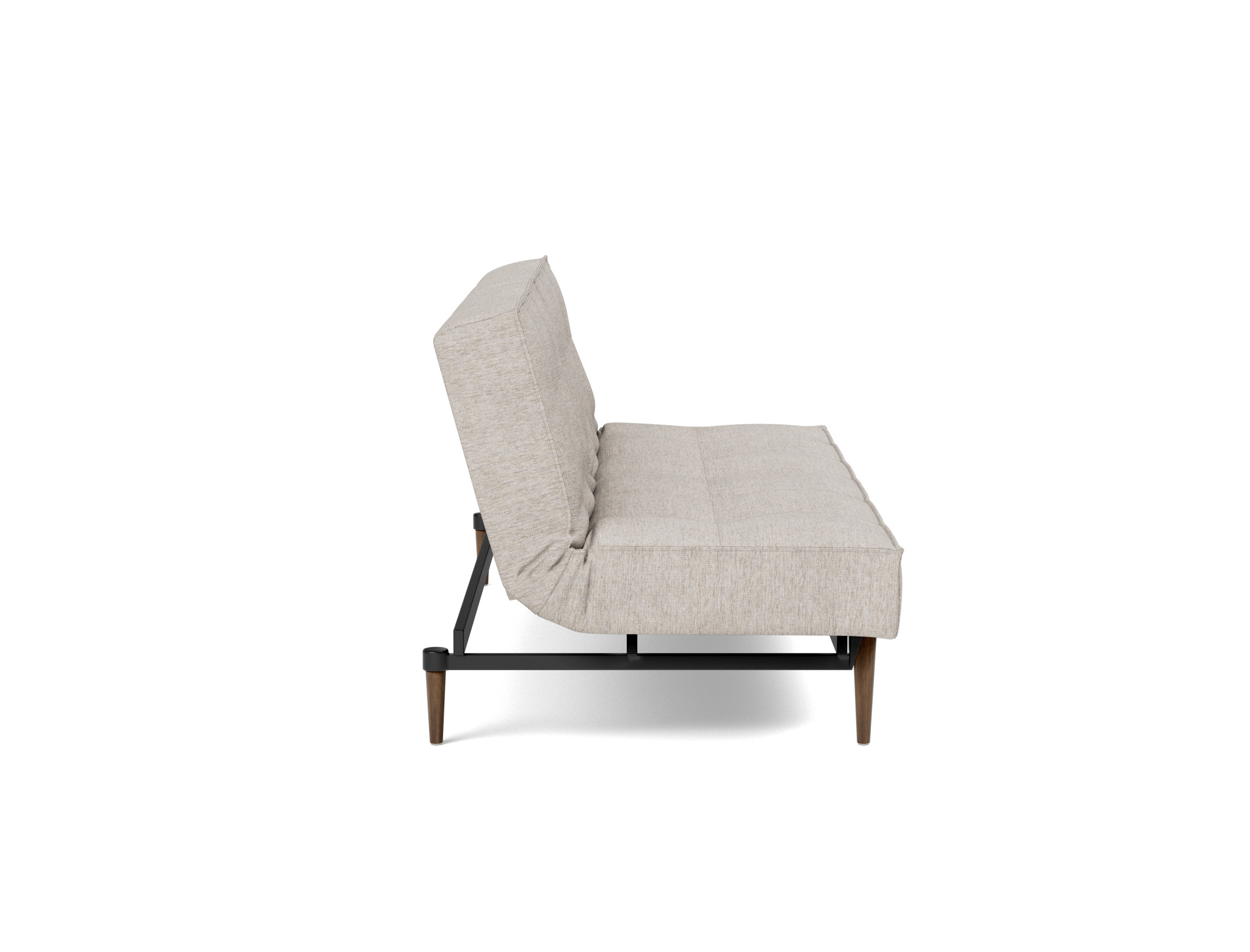Schlafsofa Splitback Chenille Yuveno 471-Sand Beine Styletto Eiche dunkel