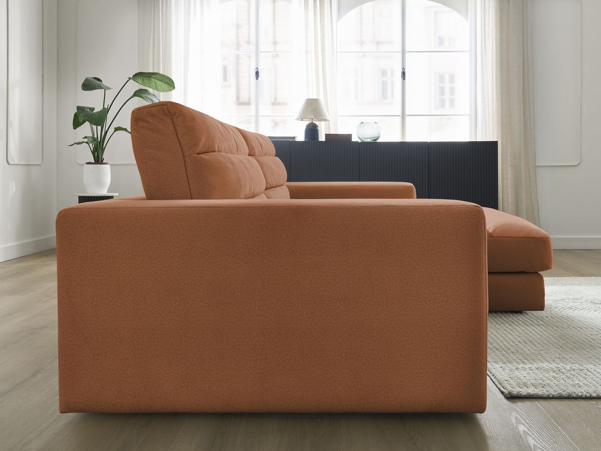 Bobochic Sierra Ecksofa Samt Orange Ecke rechts