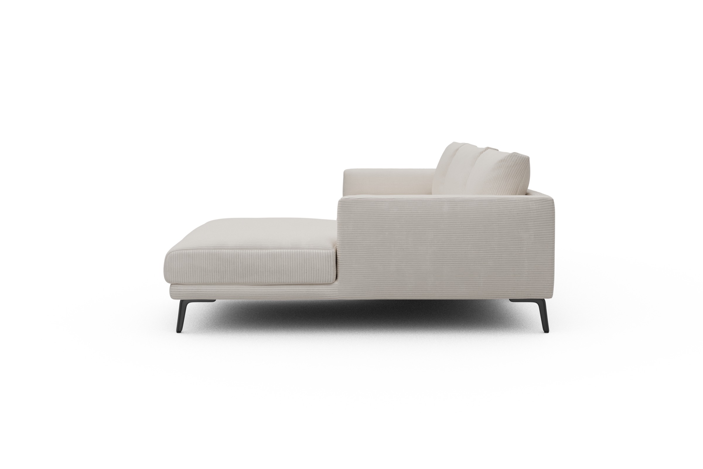 Ecksofa Karl Chaiselongue rechts mit 2,5-Sitzer Corduroy-Ivory