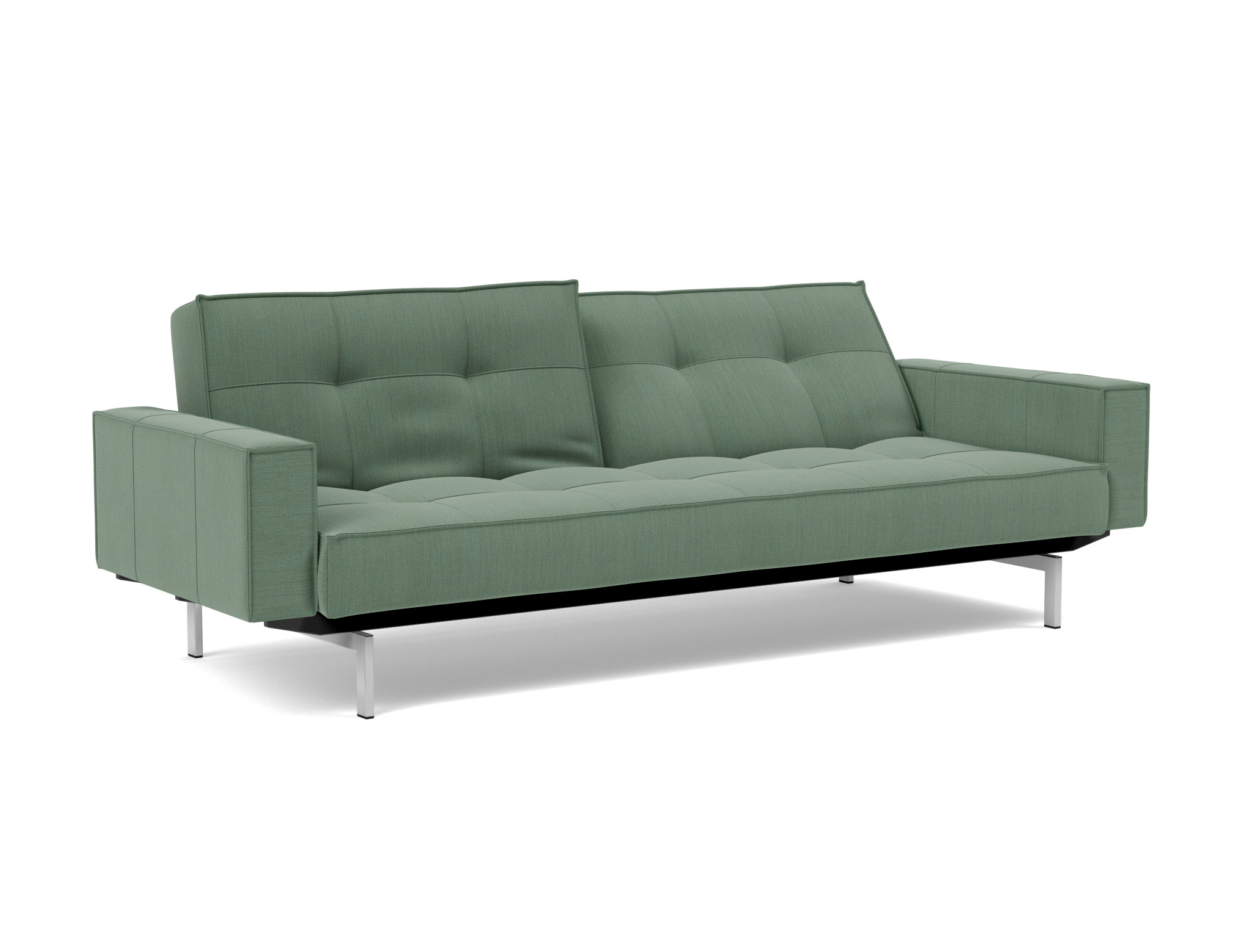 Schlafsofa Splitback mit Armlehnen Flachgewebe Elegance 518-Green Beine Chrom