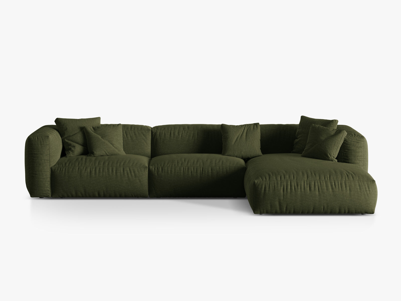 Micadoni Ecksofa Martina 3-Sitzer Rechts Strukturierter Stoff Boston Grün