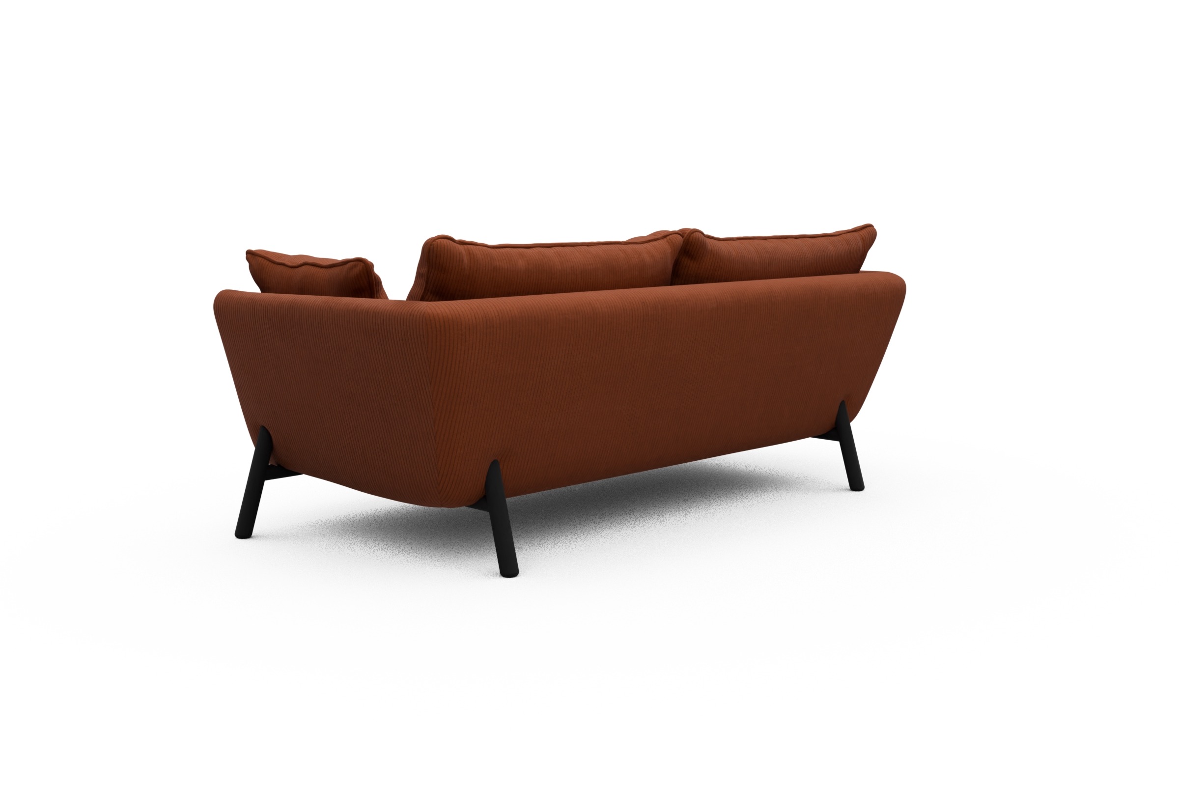 Sofa Emil PREMIUM 2-Sitzer Beinfarbe Eiche Schwarz Corduroy-Burnt-Orange