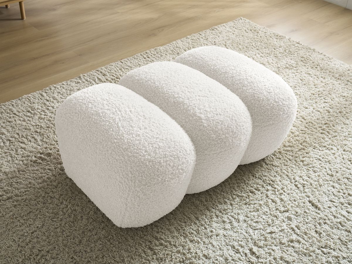 Bobochic Hippolyte Pouf Bouclé-Stoff Weiß
