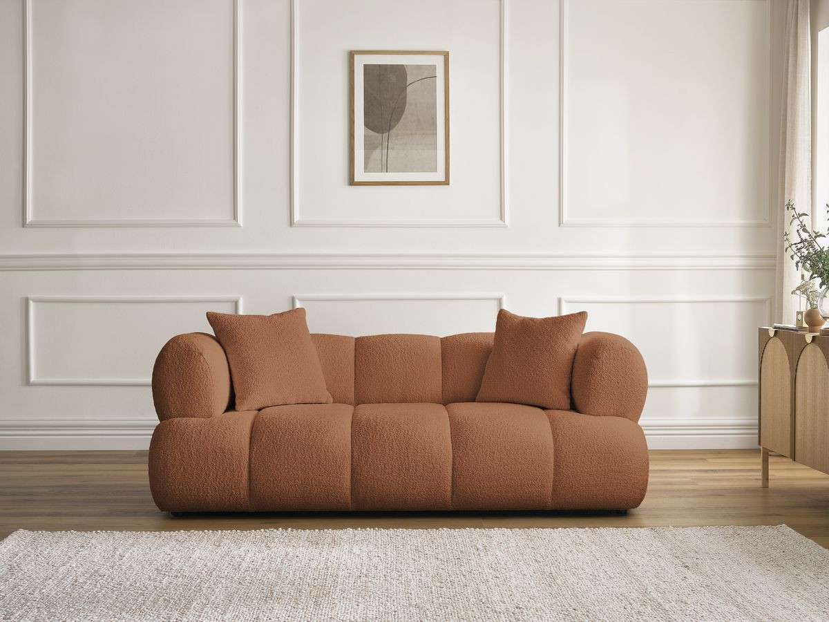 Bobochic Pamira Sofa 2-Sitzer Bouclé-Stoff Orange