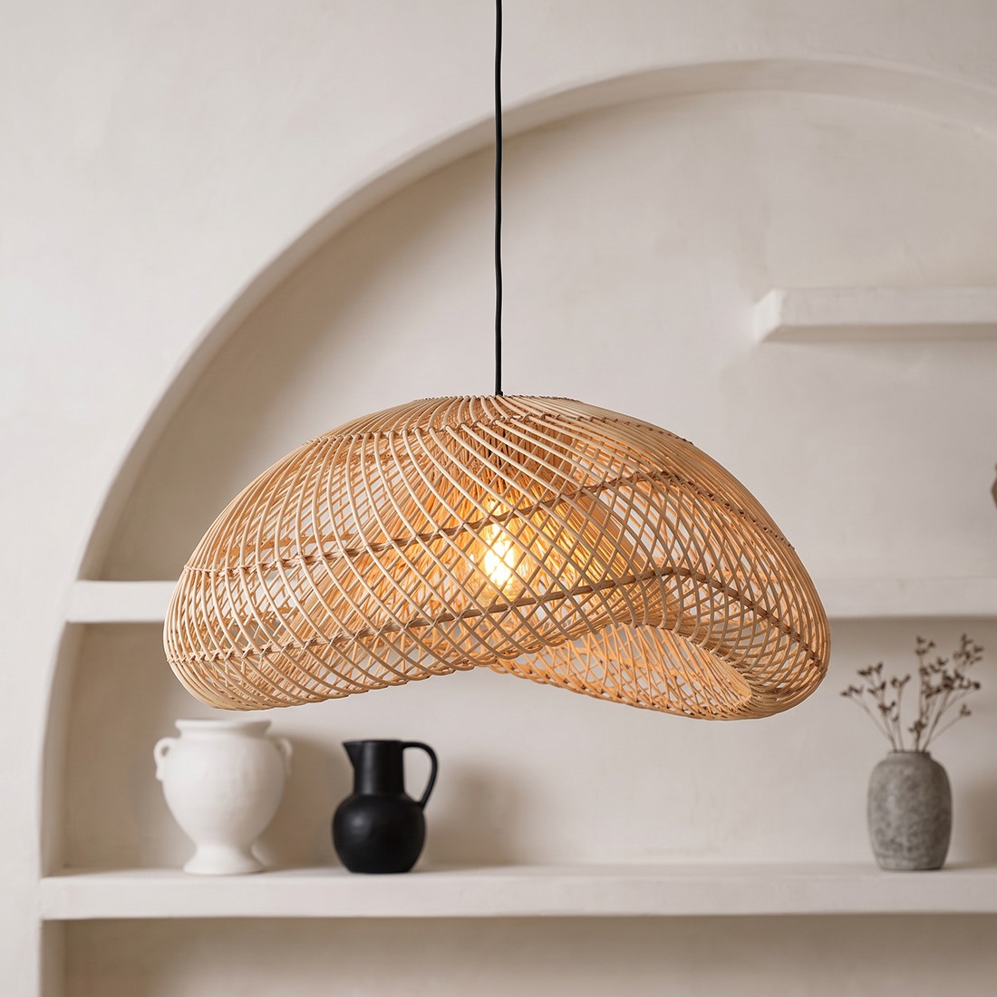 Raw Materials Maze Rattan-Hängelampe Organic L Ø 57x31cm