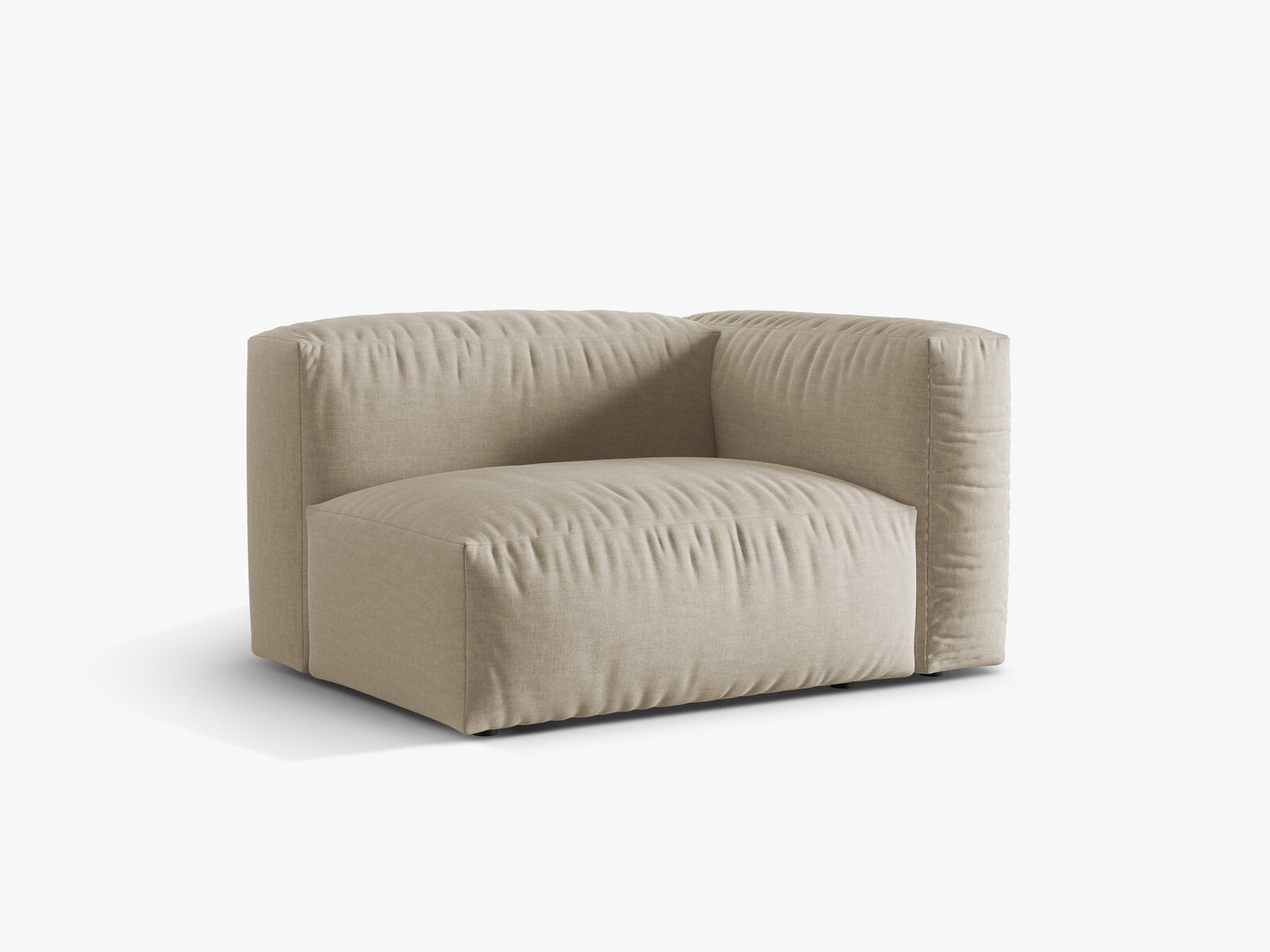 Micadoni Eckmodul Martina 1-Sitzer Rechts Strukturierter Stoff Boston Helles Beige