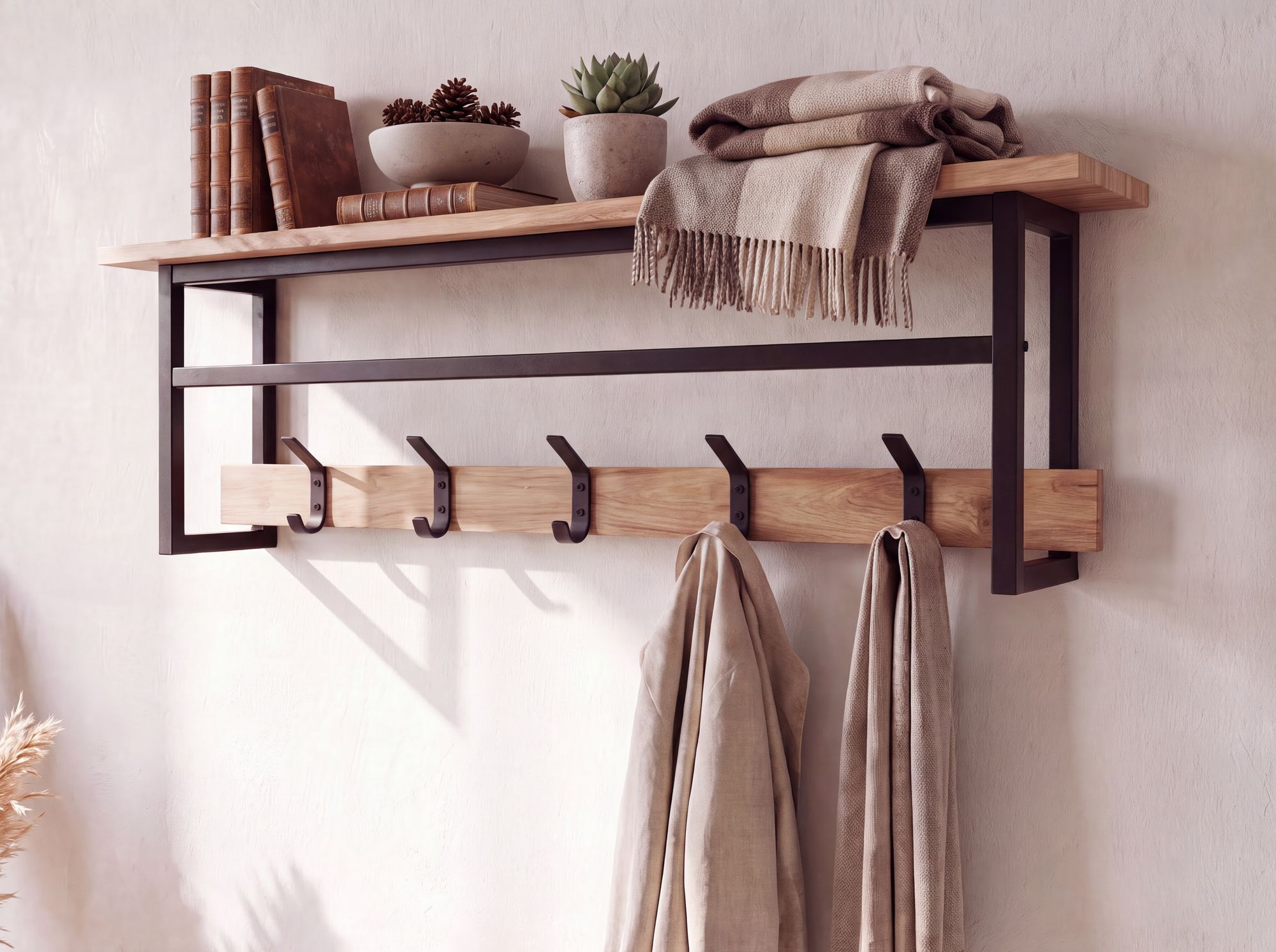 Wandgarderobe Vangsnes Massivholz Schwarz Breite 100 cm