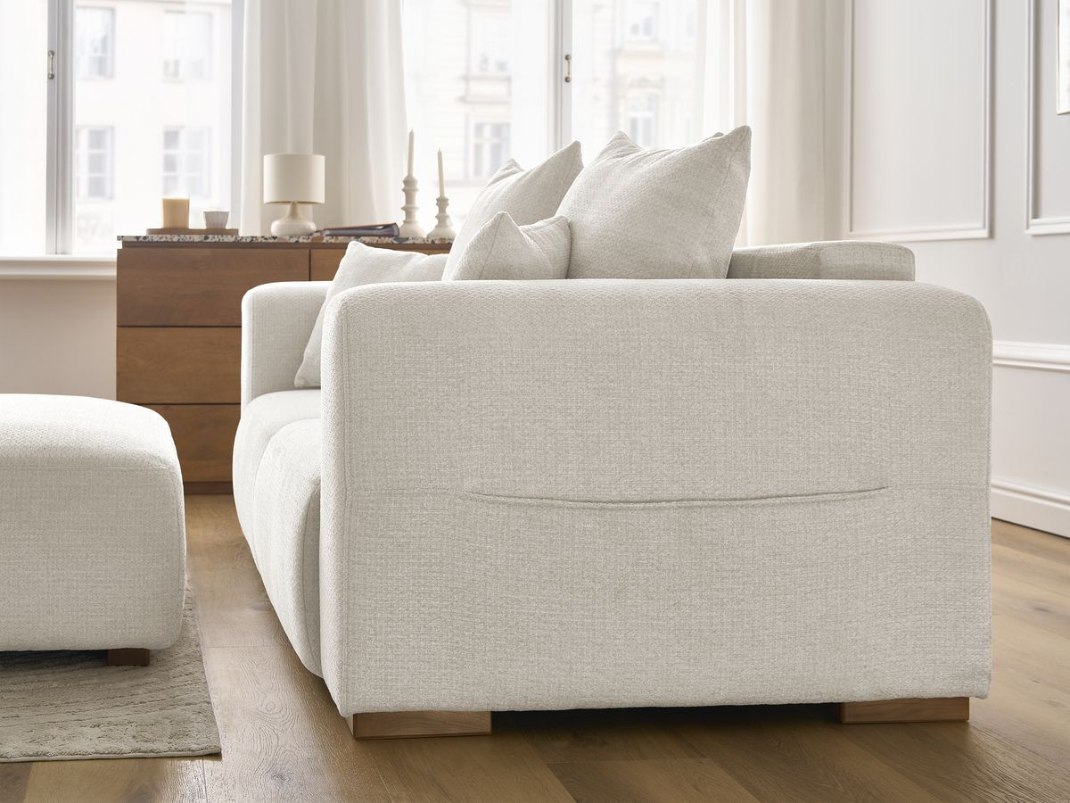 Bobochic Sidonie Sofa 3-Sitzer mit Pouf Melange-Stoff Beige