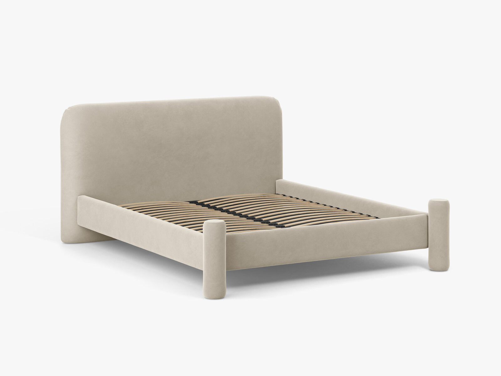 Micadoni Vera Bett mit Kopfteil Samt Casino Helles Beige 160x200