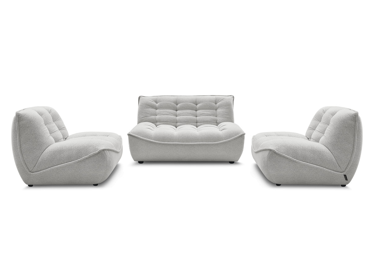 Bobochic Serena Sofa 4-Sitzer Melange-Stoff Hellgrau