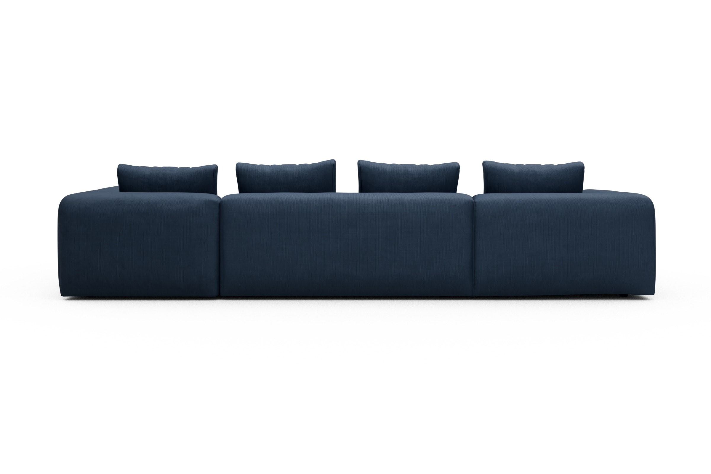 Wohnlandschaft Fred Chaiselongue links mit 2-Sitzer und lange Armlehne rechts Cordufine-Royal-Blue