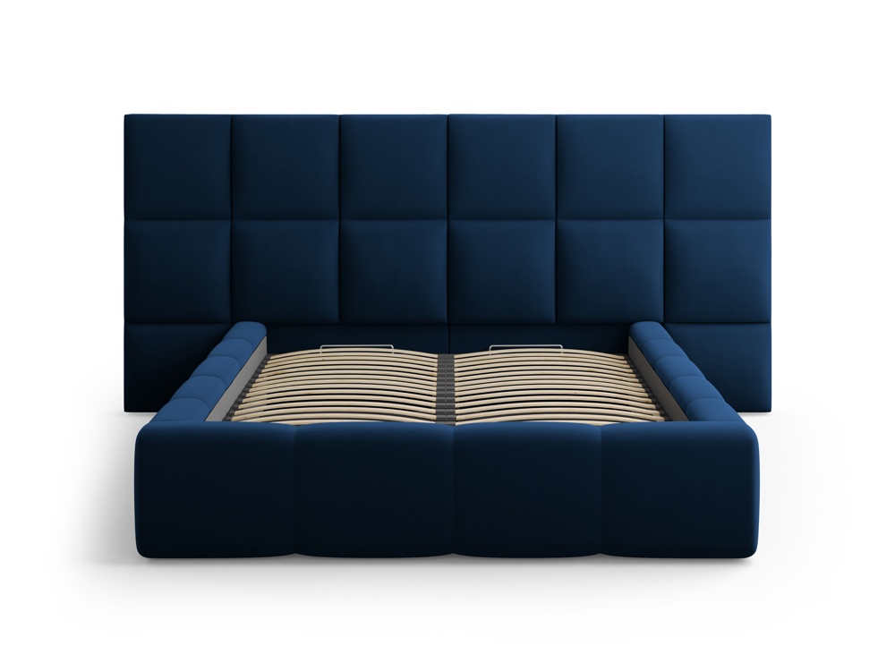 Cosmopolitan Design Stauraumbett mit doppeltem Kopfteil Livigno 140x200 Samt Bluvel Königsblau