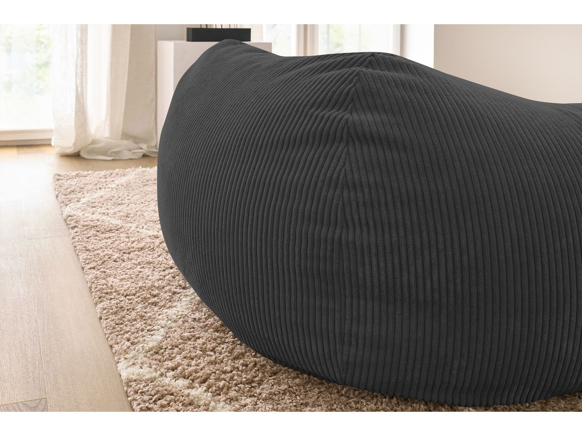 Bobochic Voltaire Pouf 120 × 70 cm Cordsamt Dunkelgrau