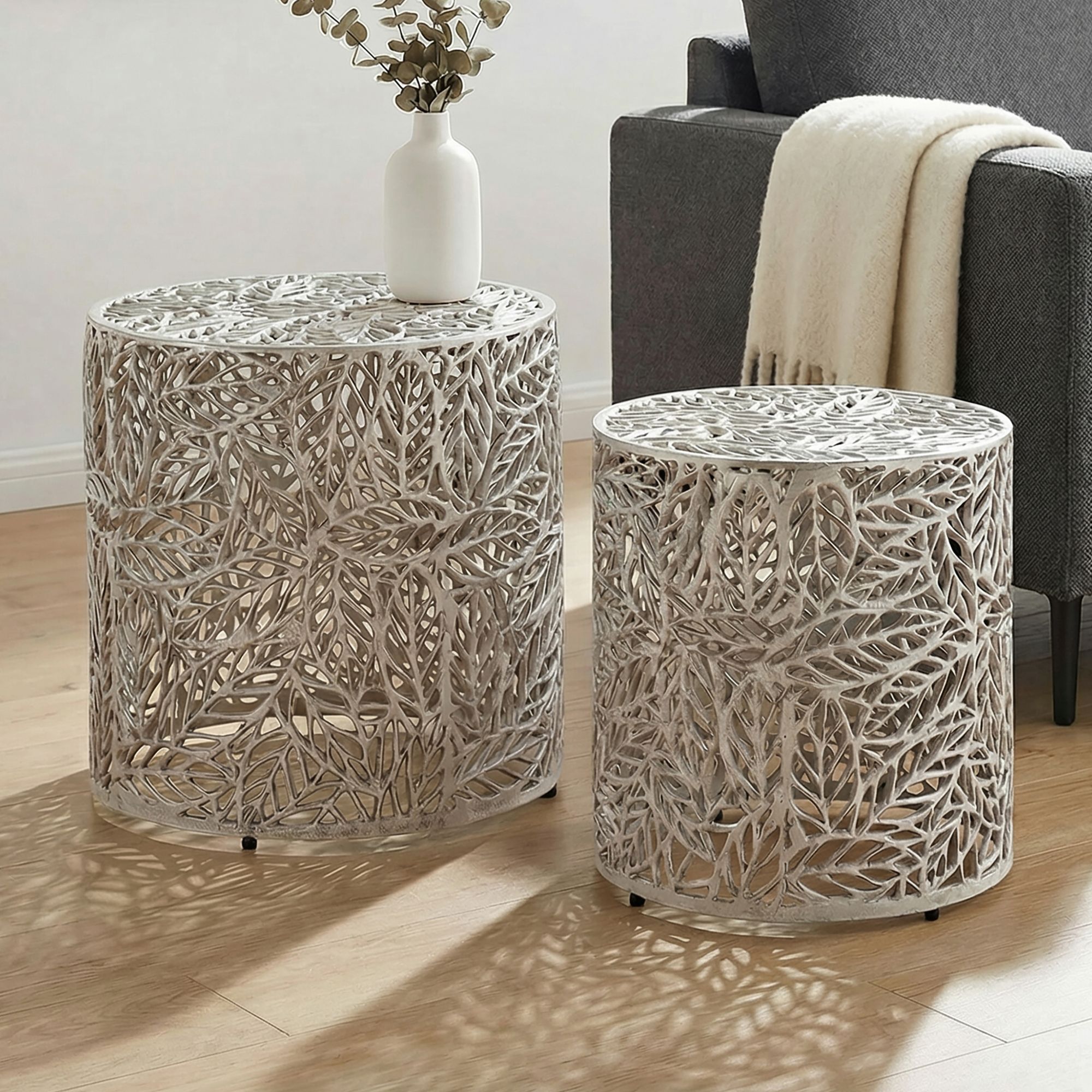 Satztisch 2er-Set Nesoya Aluminium Silber Ø 41 cm