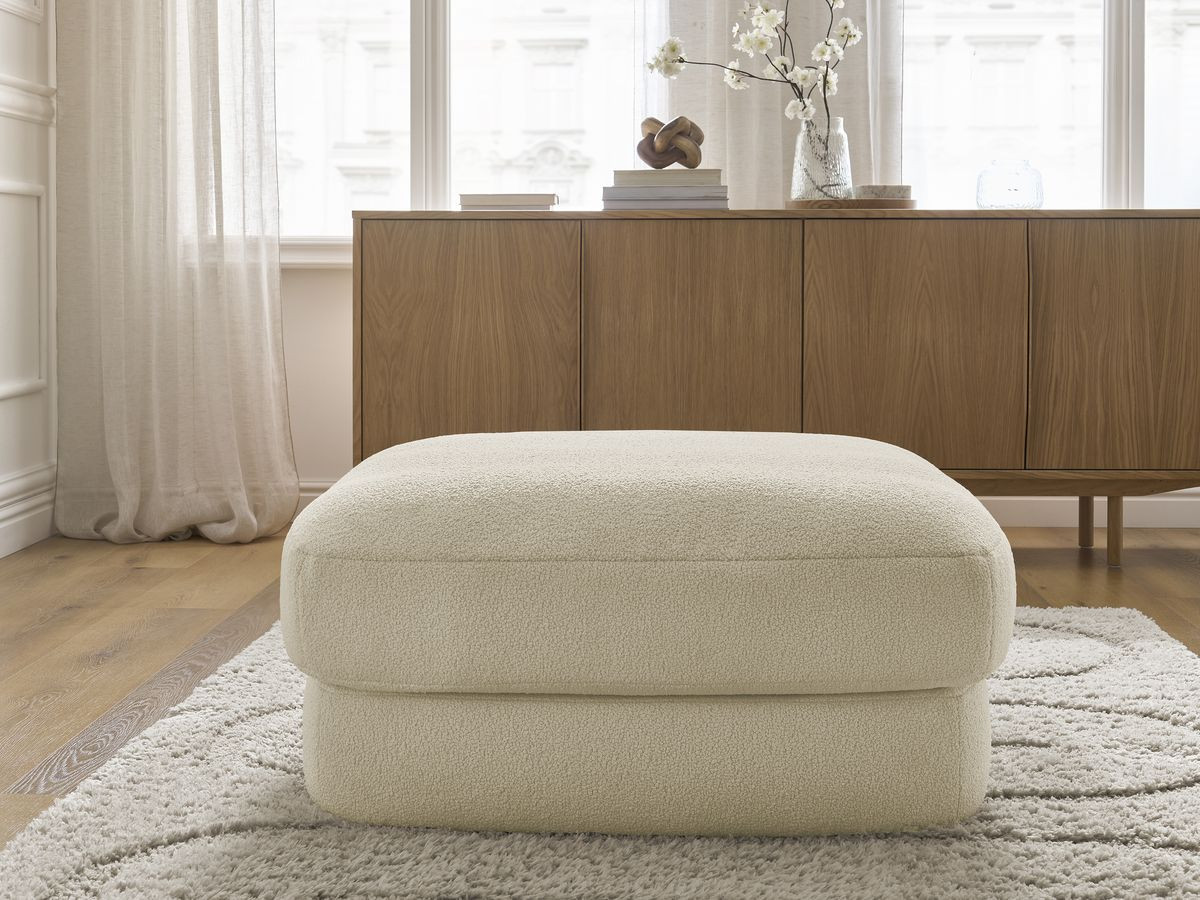 Bobochic Leonore Pouf Bouclé-Stoff Beige