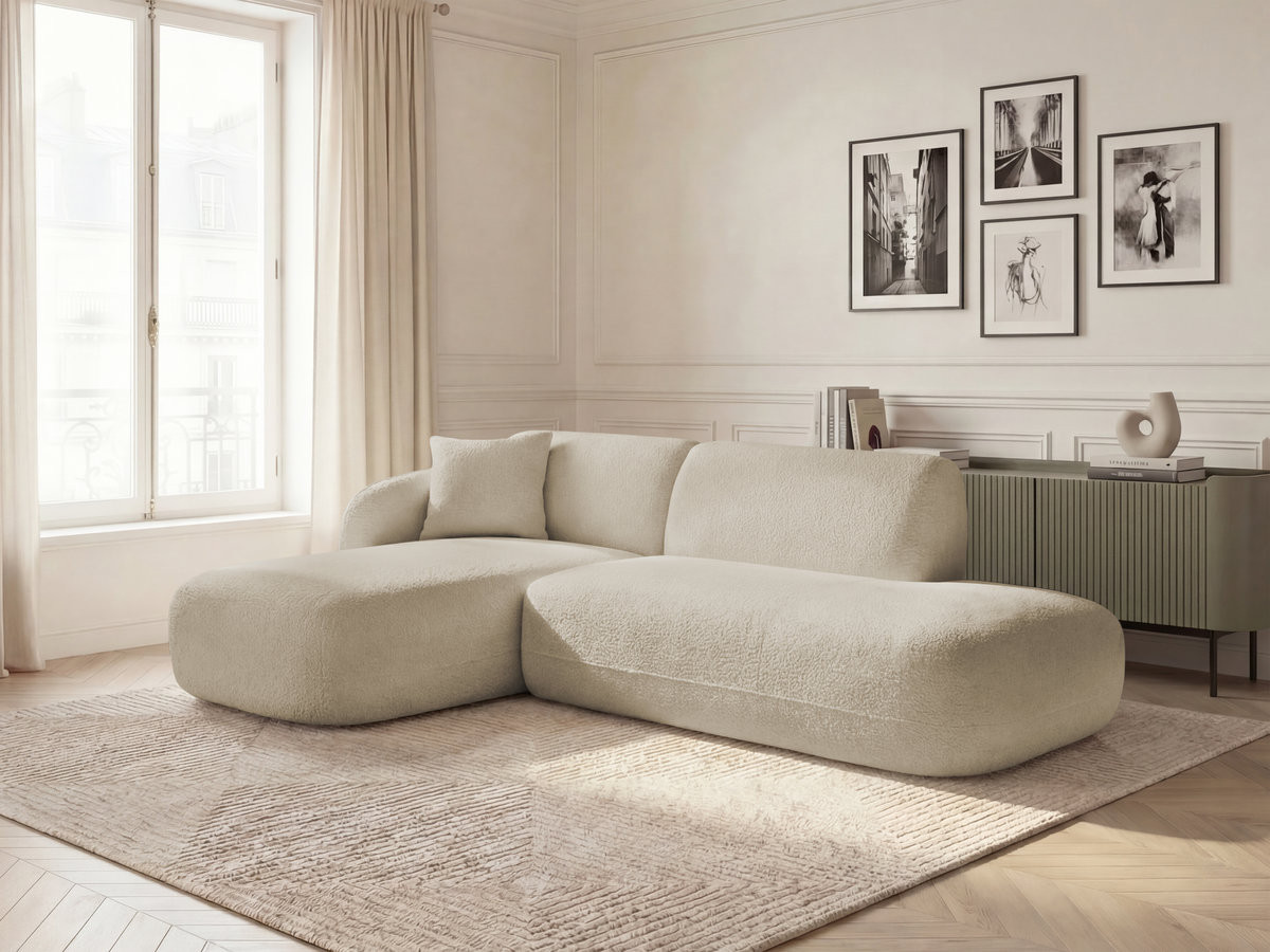 Bobochic Anda Ecksofa 241 × 163 cm Chenille Beige Ecke links