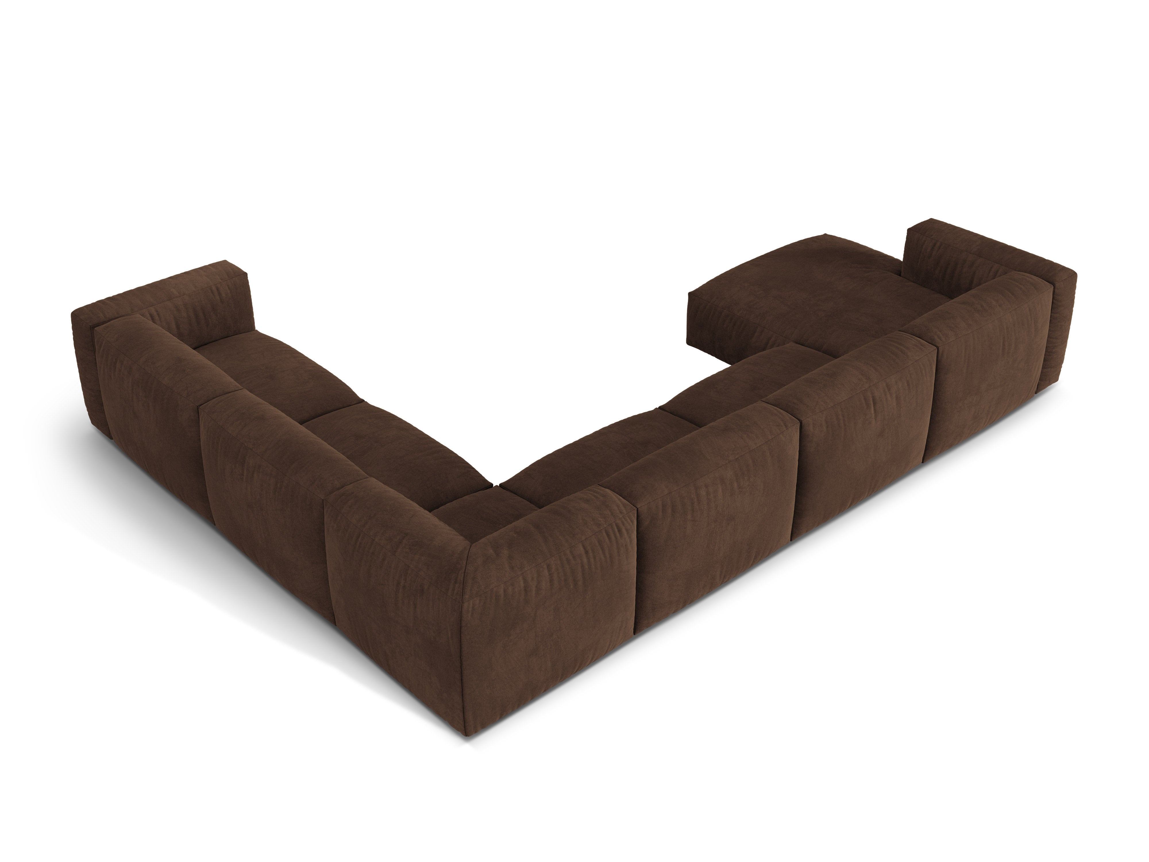 Micadoni modulares Ecksofa XL Martina 6-Sitzer Samt Vogue Schokolade Rechts