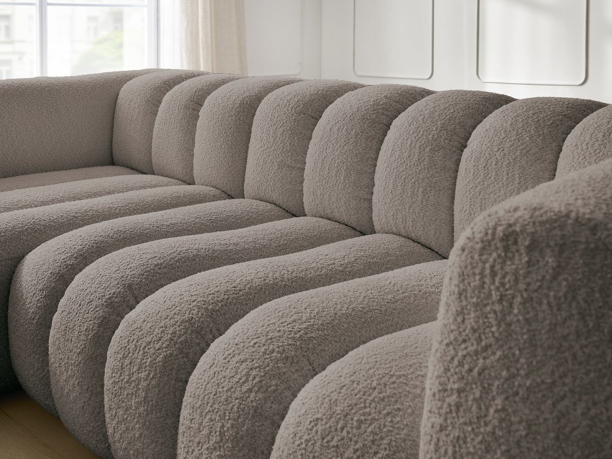 Bobochic Talia Ecksofa Bouclé-Stoff Braun Ecke links