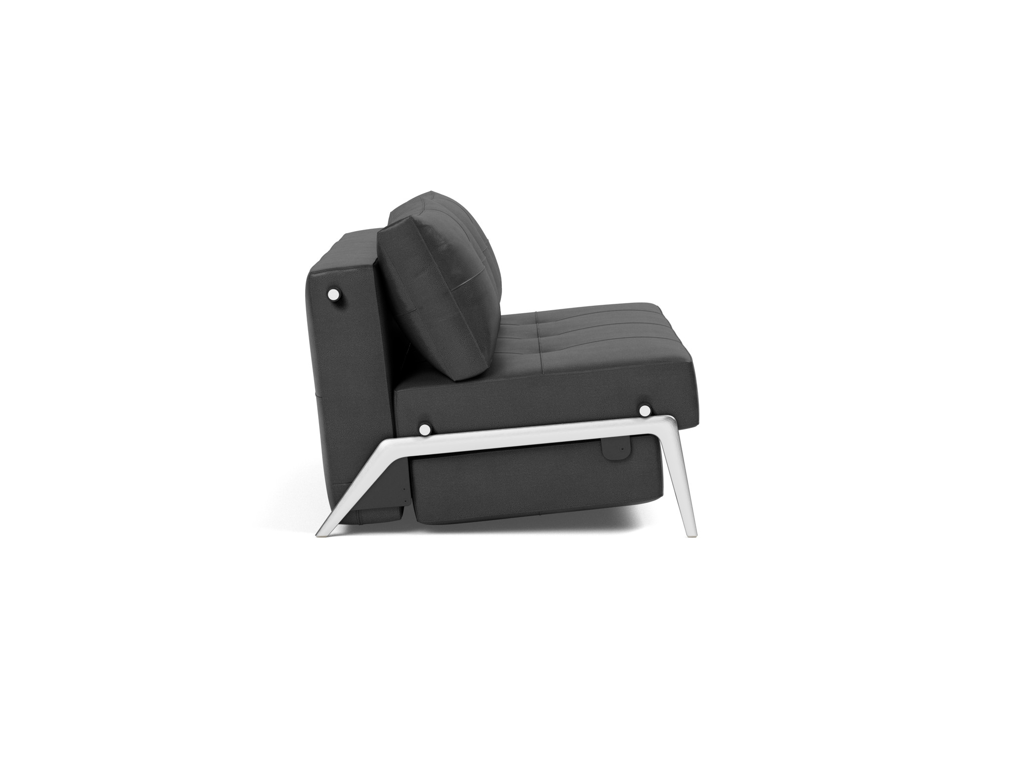 Schlafsofa Cubed 140 Lederoptik Faunal 550-Black Beine Aluminium