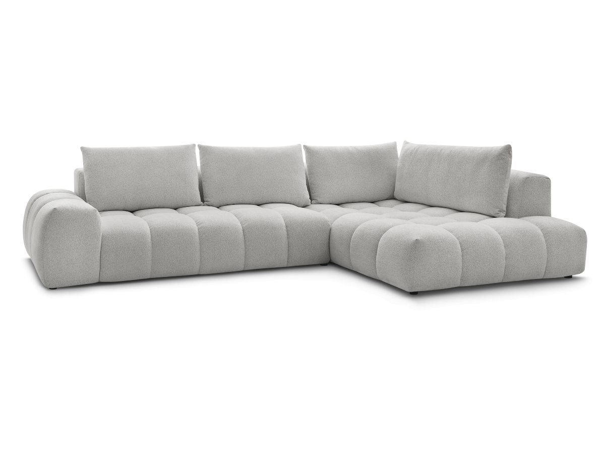 Bobochic Everest Ecksofa, 4 Kissen Melange-Stoff Hellgrau Ecke rechts