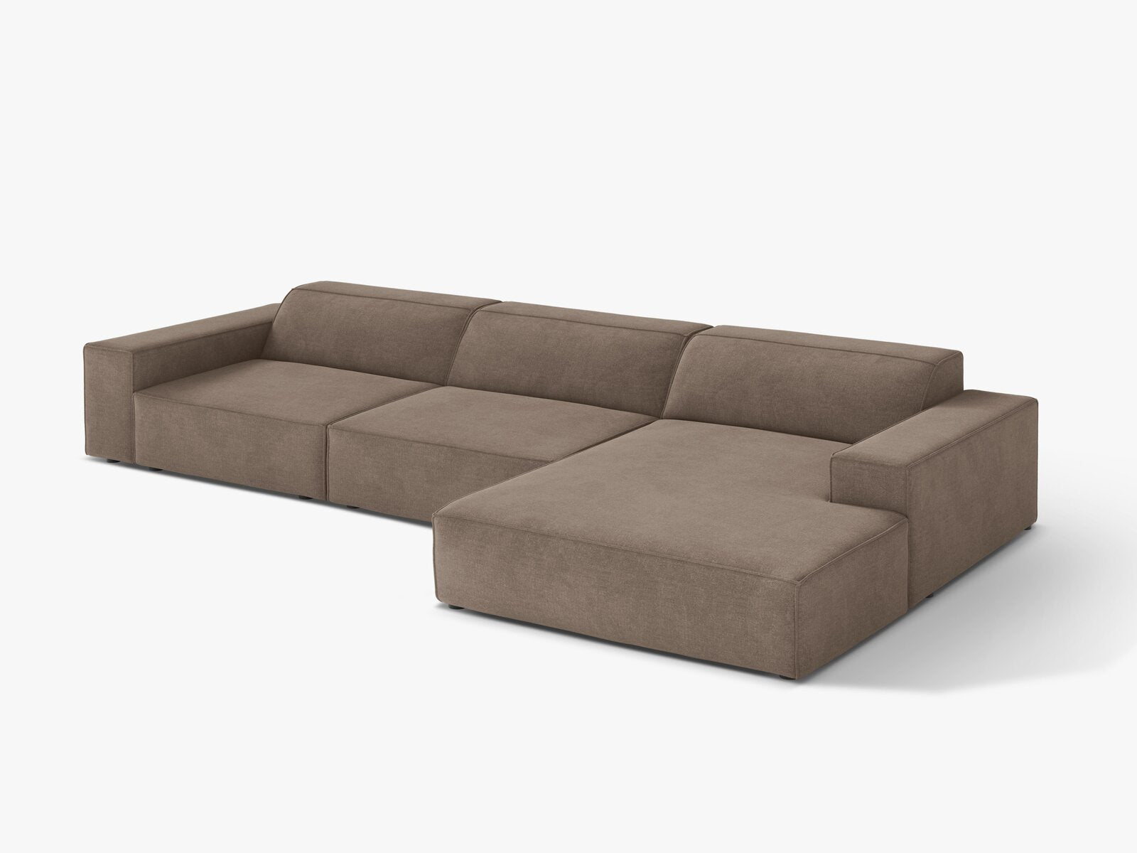 Micadoni Ecksofa Jodie 4-Sitzer Strukturierter Stoff Liberty Cappuccino Rechts