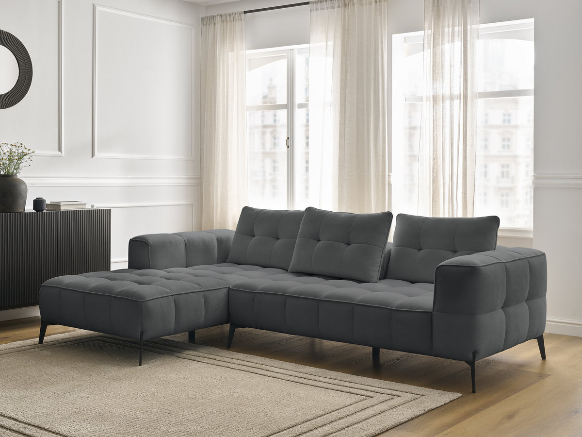 Bobochic Anis Ecksofa Strukturstoff Dunkelgrau Ecke links