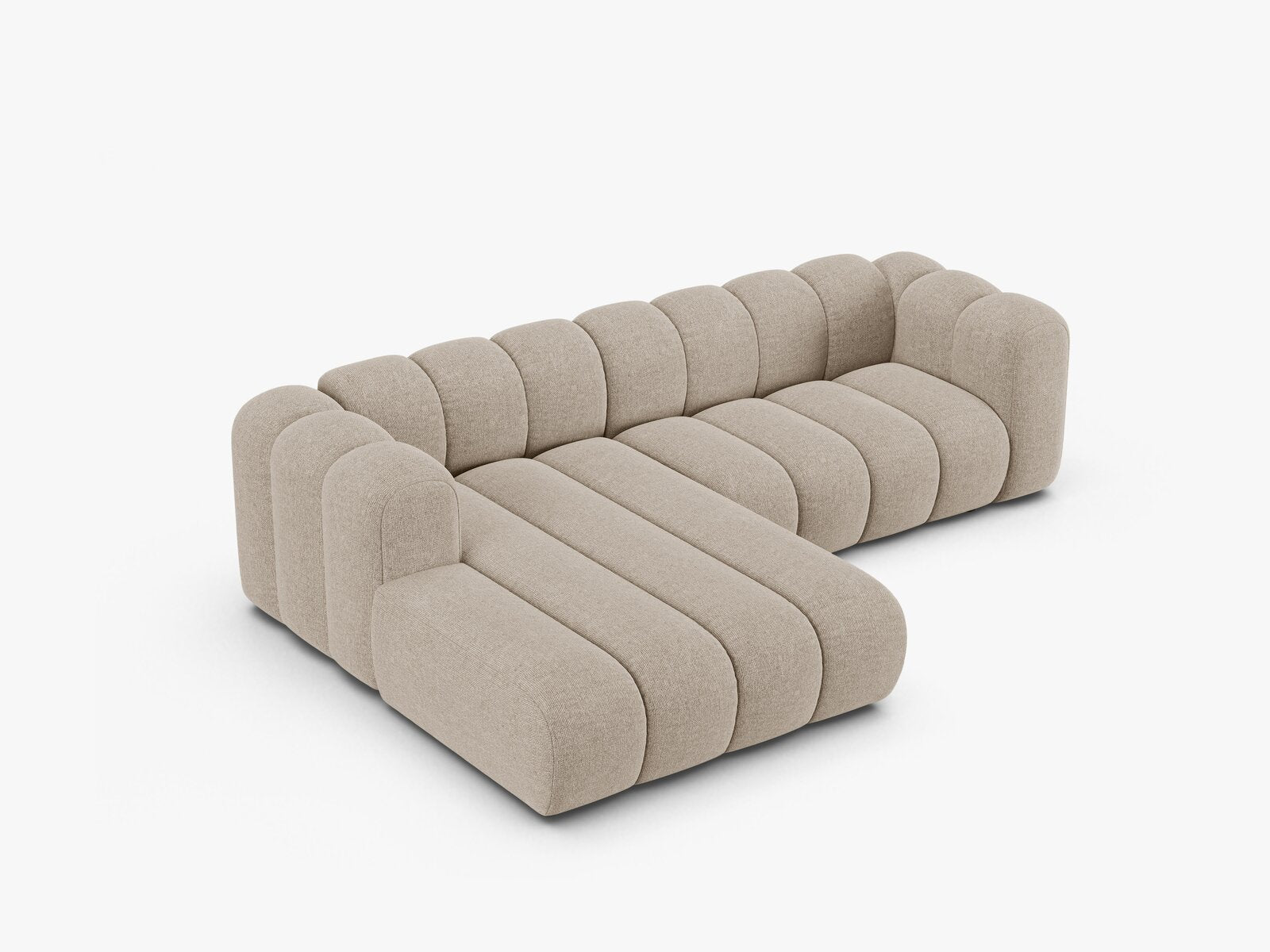 Micadoni Modulares Ecksofa Lupine 4-Sitzer mittelgroß Links Chenille Eden Dunkelbeige