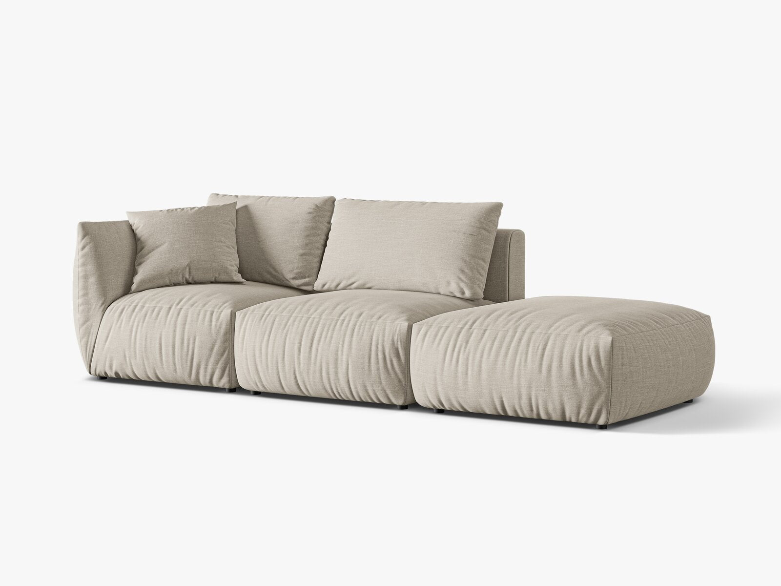Micadoni Modulares Sofa Chris 3-Sitzer Rechts Strukturierter Stoff Natur