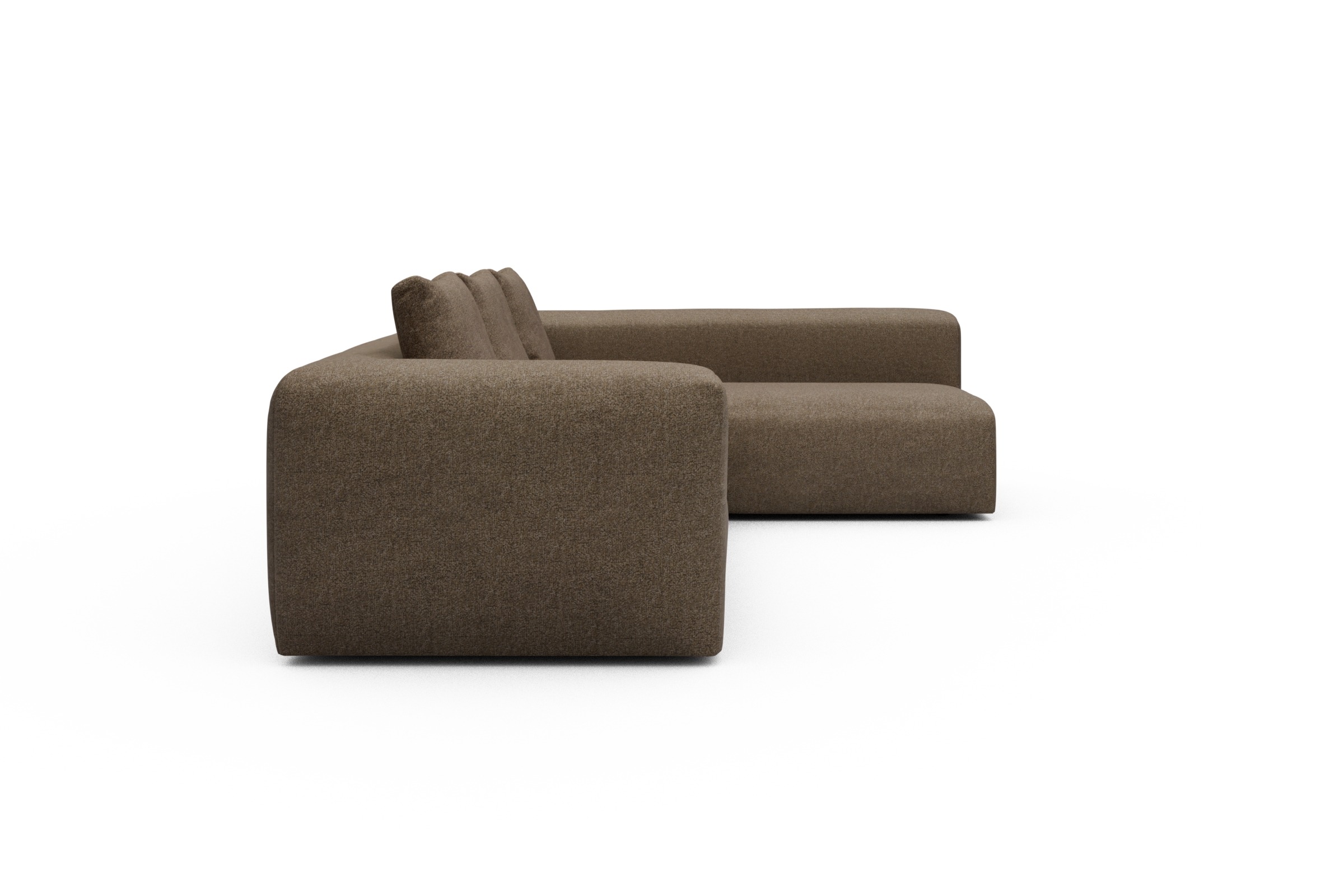 Ecksofa Fred 2x 2,5-Sitzer rechts offen Aivi-Khaki-Brown
