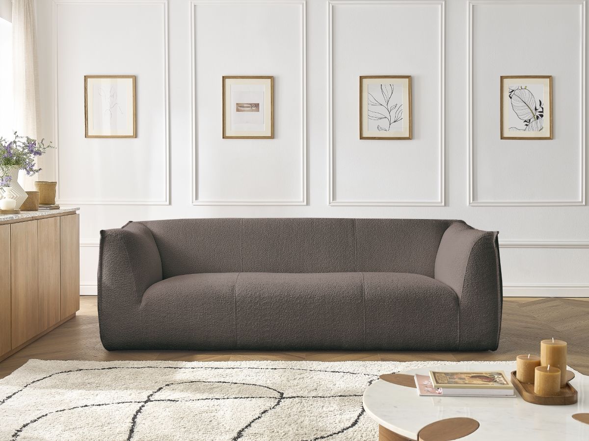 Bobochic Giorgia Sofa 3-Sitzer Bouclé-Stoff Braun