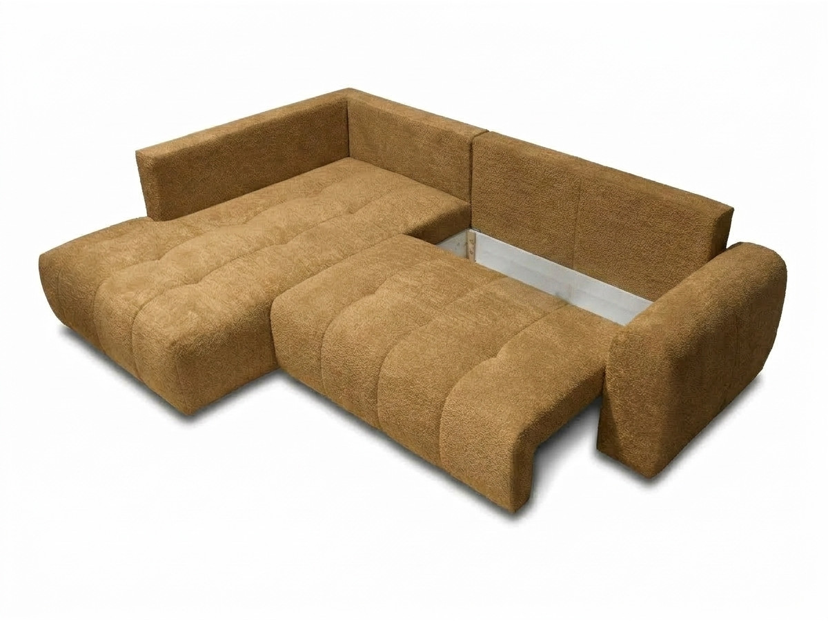 Bobochic Roxelane Ecksofa mit Schlaffunktion und Bettkasten Bouclé-Stoff Gelb Ecke links