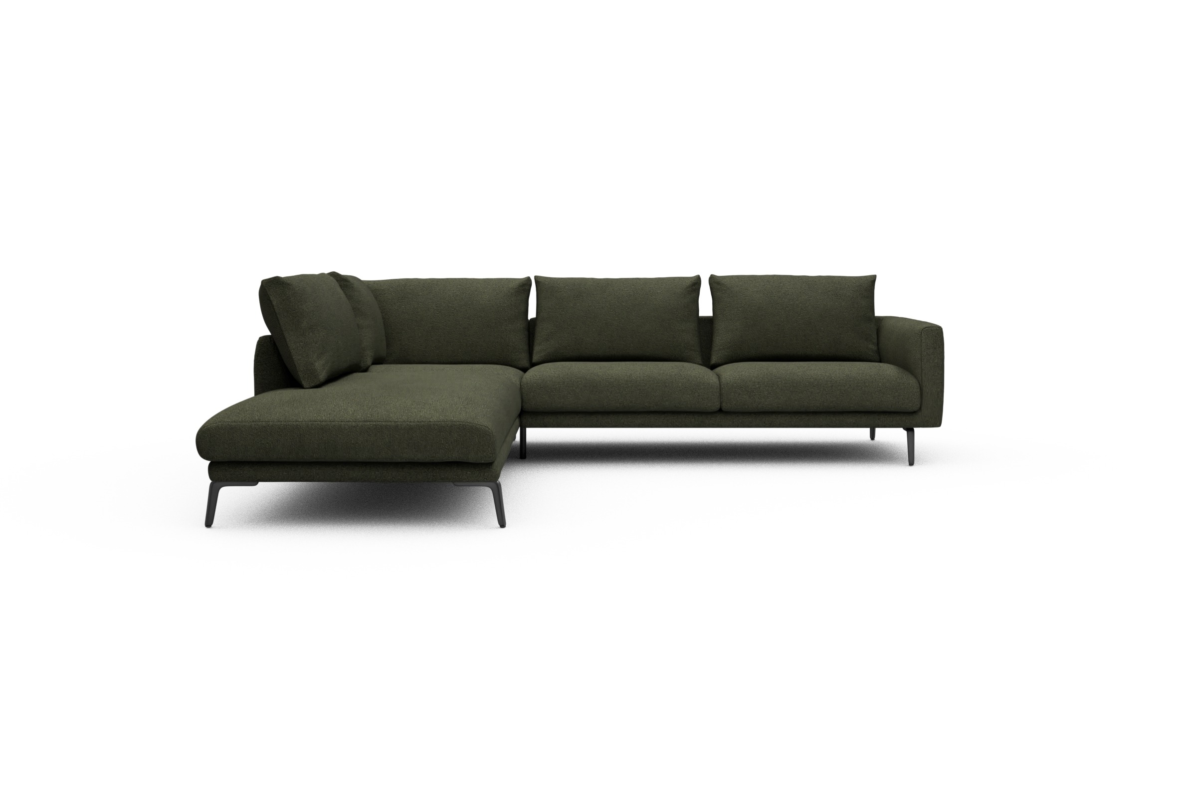 Skandi Home Ecksofa Karl Relax-Ecke links mit 2,5-Sitzer Boucle-Forest-Green moebelfaktor