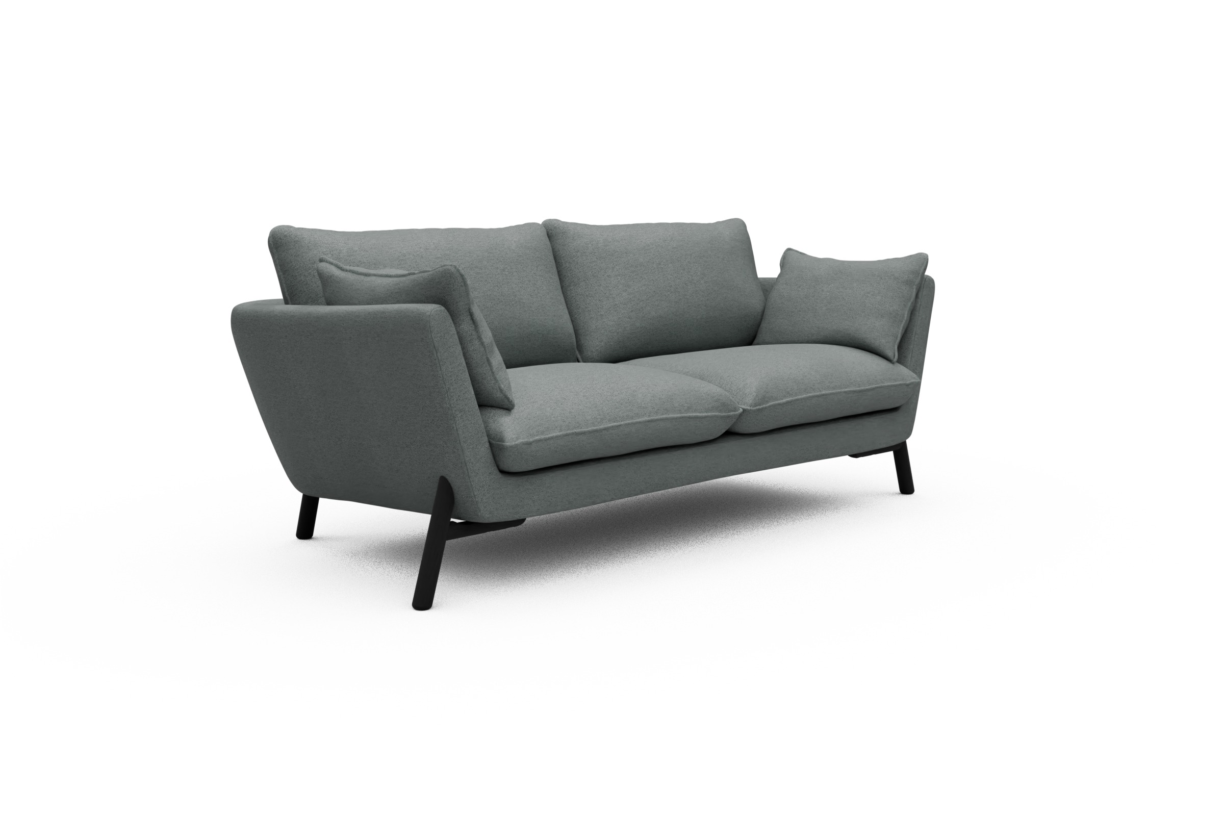 Sofa Emil 2-Sitzer Beinfarbe Eiche Schwarz Denari-Soft-Grey