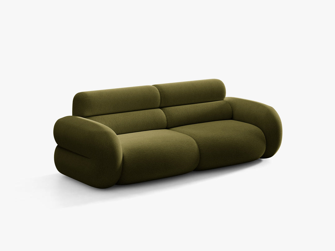 Micadoni Neo Sofa 3-Sitzer Boucle Baloo Dunkles Olivgrün